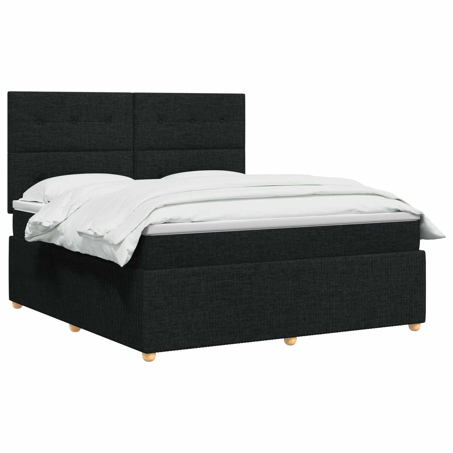 Boxspringbed met matras met hoofdeinde Zwart 140 x 190 cm Stof