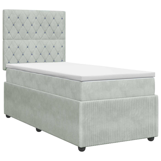 Boxspringbed met matras Lichtgrijs 80 x 200 cm Fluweel is nu te koop bij PeponiXL, paradijselijk wonen!