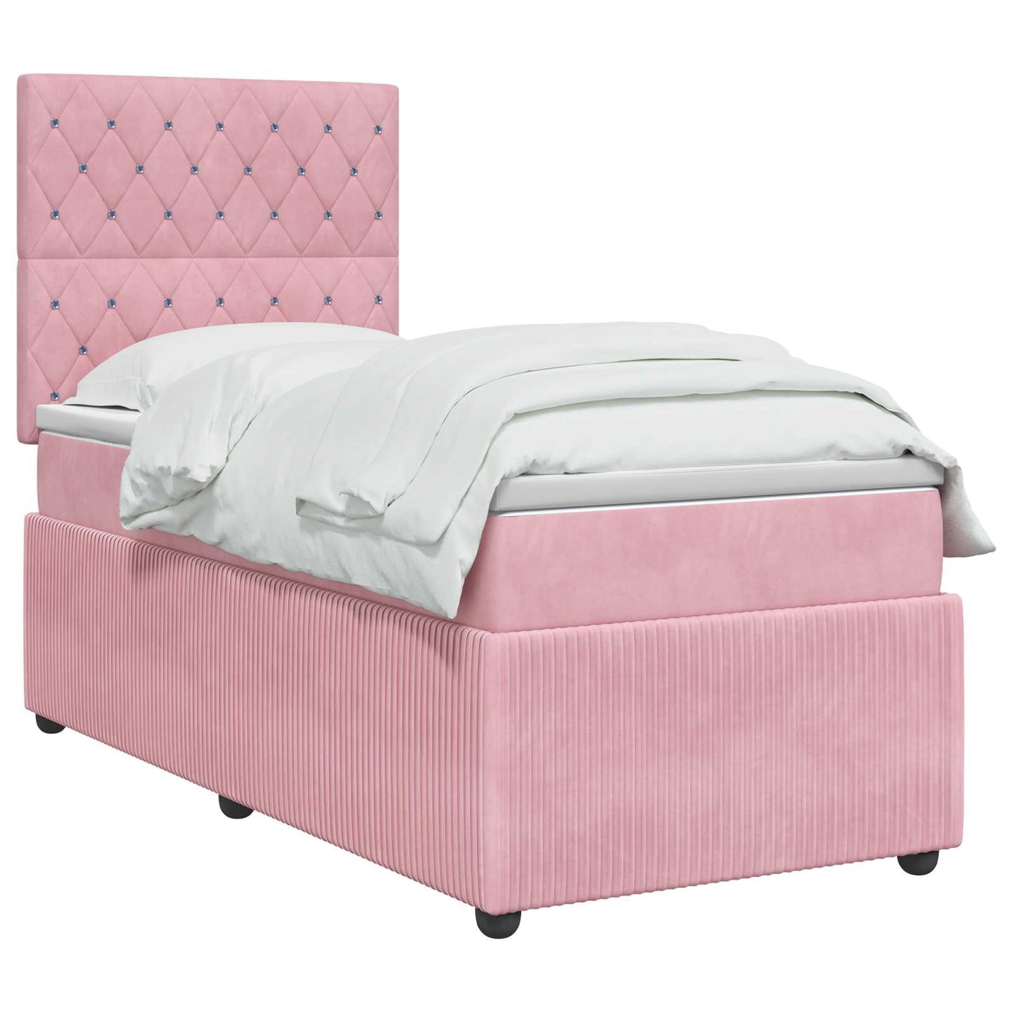 Boxspringbed met matras met hoofdeinde Roze 90 x 190 cm Fluweel