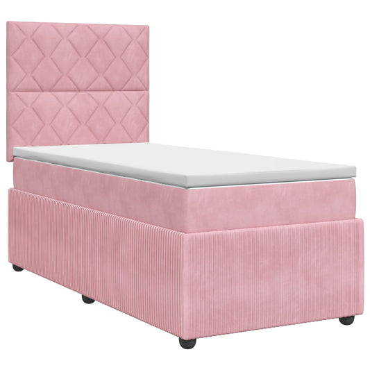 Boxspringbed met matras met hoofdeinde Roze 90 x 190 cm Fluweel is nu te koop bij PeponiXL, paradijselijk wonen!
