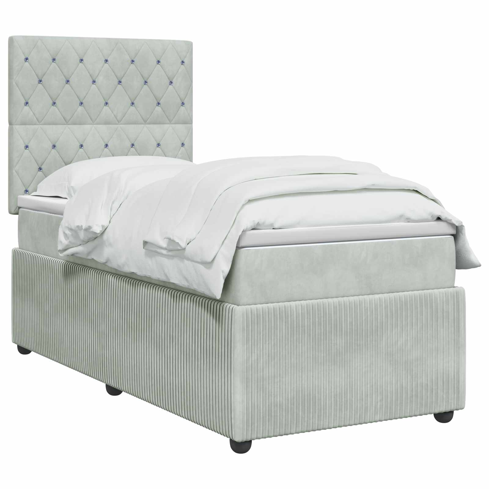 Boxspringbed met matras Lichtgrijs 100 x 200 cm Fluweel is nu te koop bij PeponiXL, paradijselijk wonen!