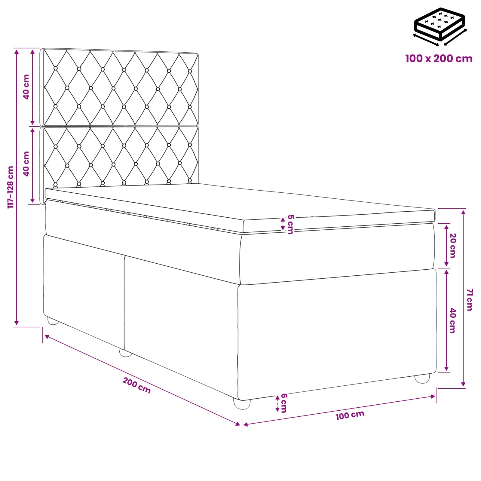 Boxspringbed met matras Lichtgrijs 100 x 200 cm Fluweel is nu te koop bij PeponiXL, paradijselijk wonen!