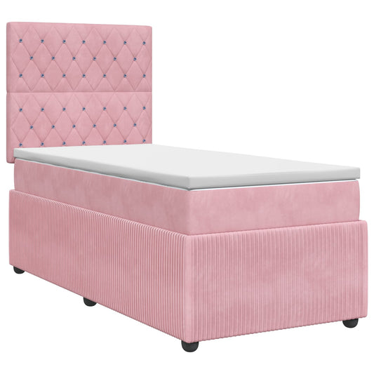 Boxspringbed met matras Roze 100 x 200 cm Fluweel is nu te koop bij PeponiXL, paradijselijk wonen!