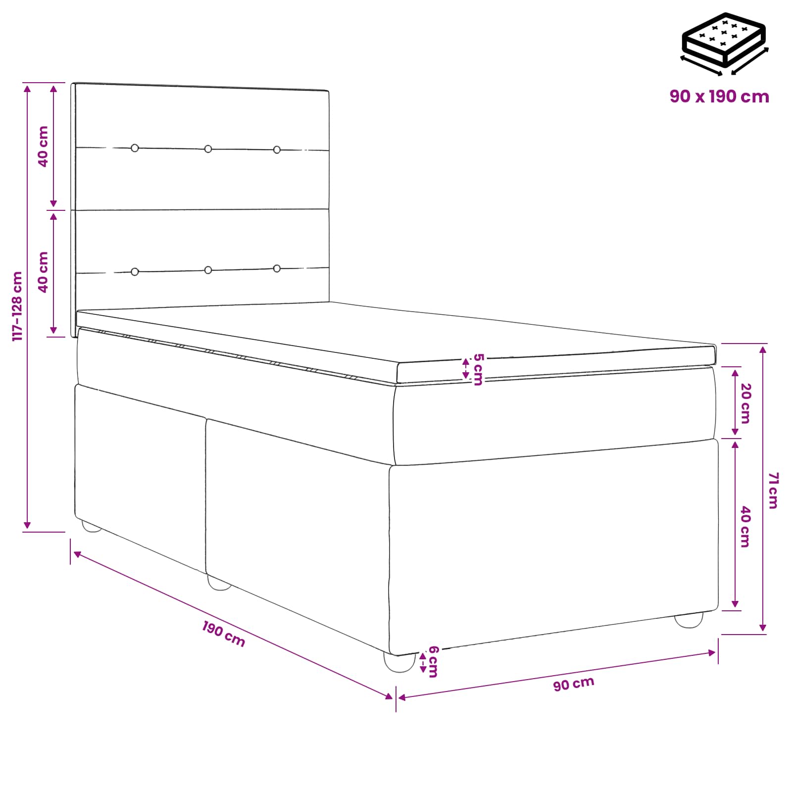 Boxspringbed met matras met hoofdeinde Lichtgrijs Enkel Fluweel is nu te koop bij PeponiXL, paradijselijk wonen!