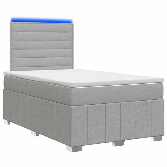 LED Boxspring Bed met Matras Lichtgrijs 120 x 190 cm Stof is nu te koop bij PeponiXL, paradijselijk wonen!