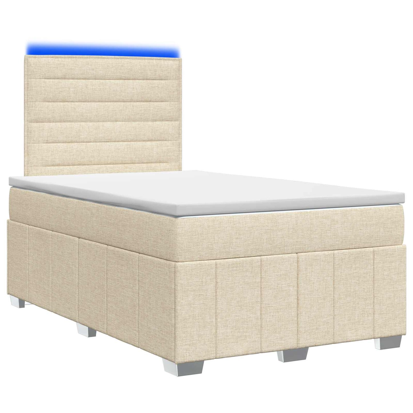 LED Boxspring Bed met Matras Crèmekleurig 120 x 190 cm Stof is nu te koop bij PeponiXL, paradijselijk wonen!