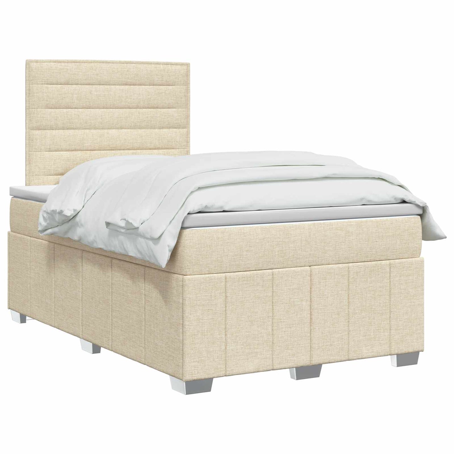 LED Boxspring Bed met Matras Crèmekleurig 120 x 190 cm Stof is nu te koop bij PeponiXL, paradijselijk wonen!