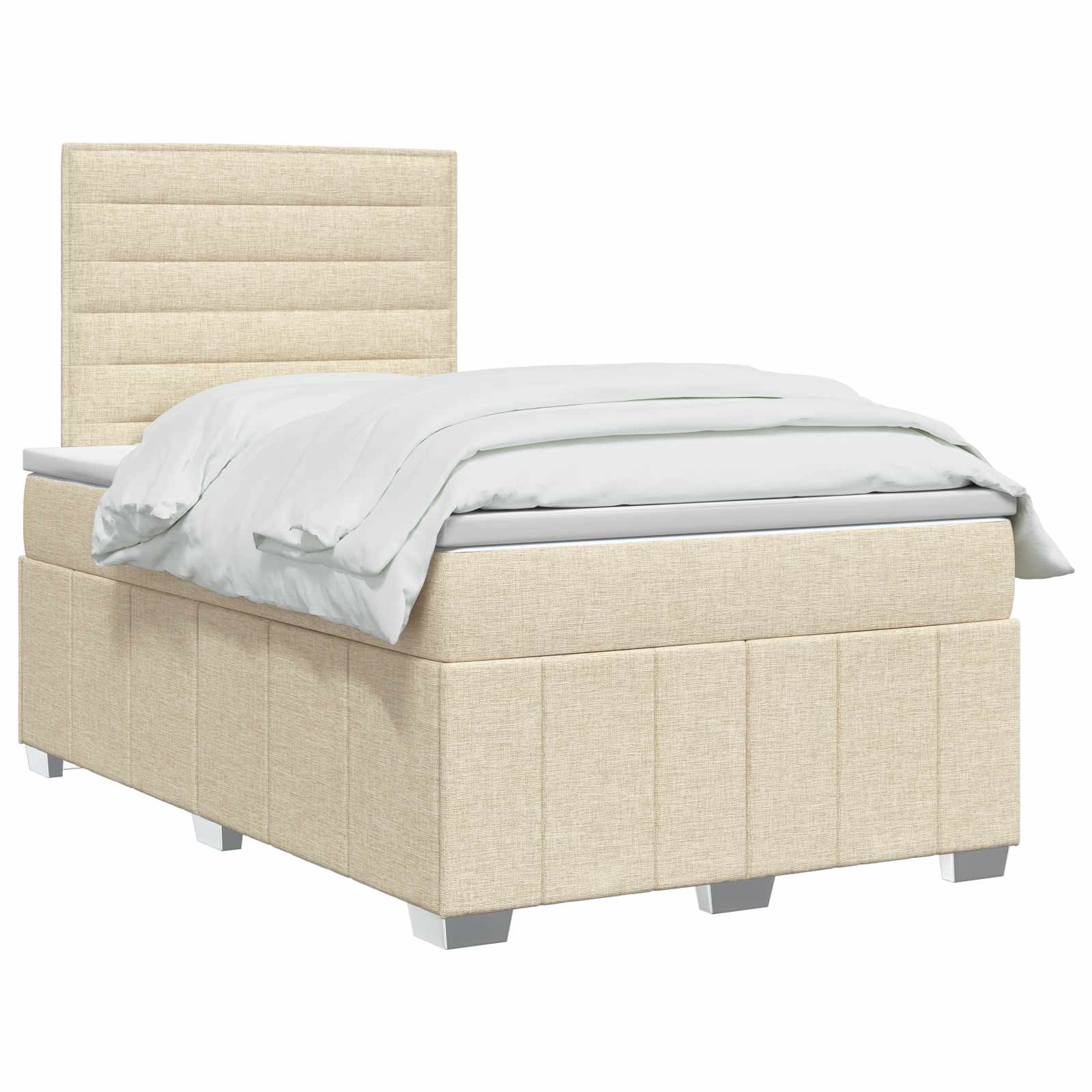 LED Boxspring Bed met Matras Crèmekleurig 120 x 190 cm Stof is nu te koop bij PeponiXL, paradijselijk wonen!