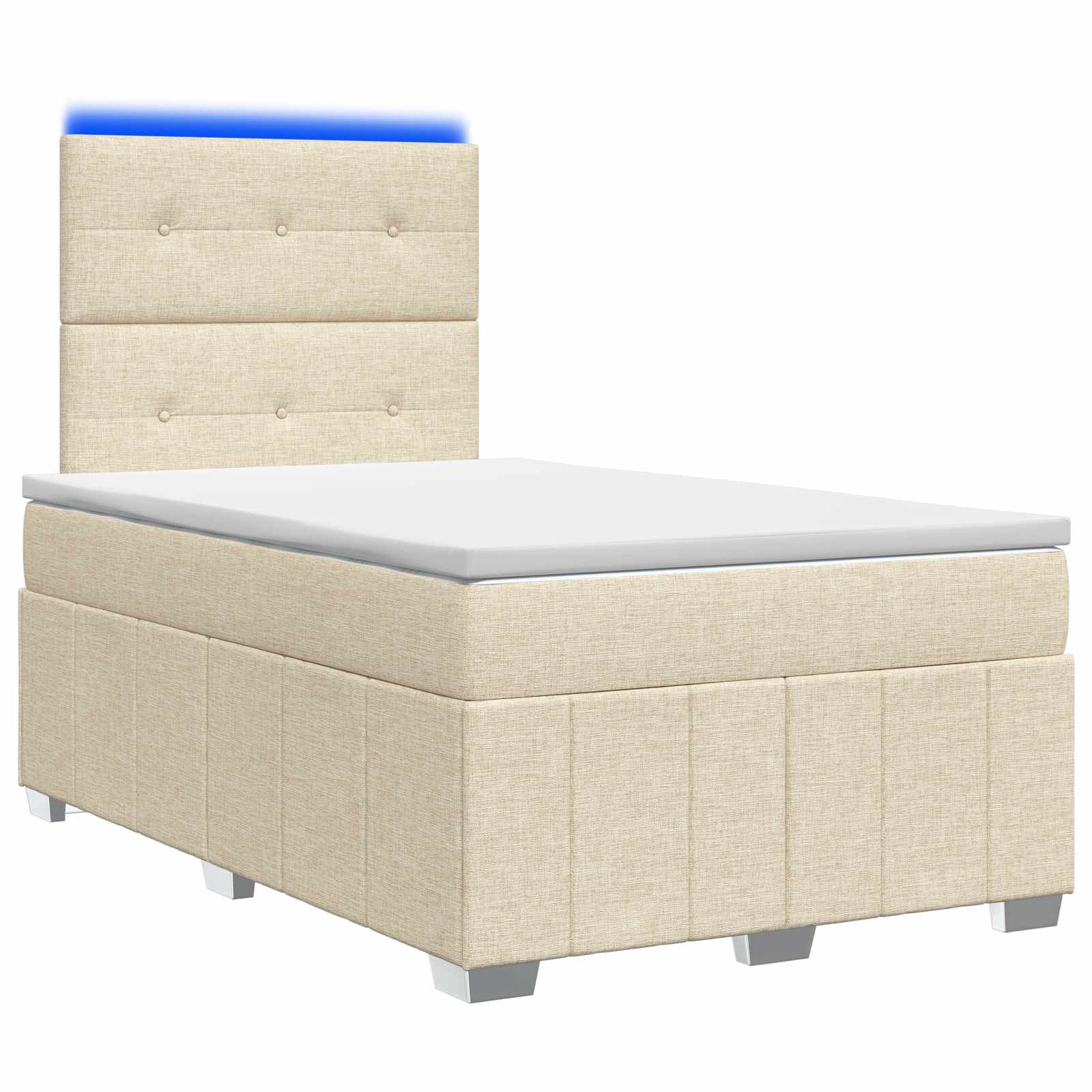 LED Boxspring Bed met Matras Crèmekleurig 120 x 190 cm Stof is nu te koop bij PeponiXL, paradijselijk wonen!