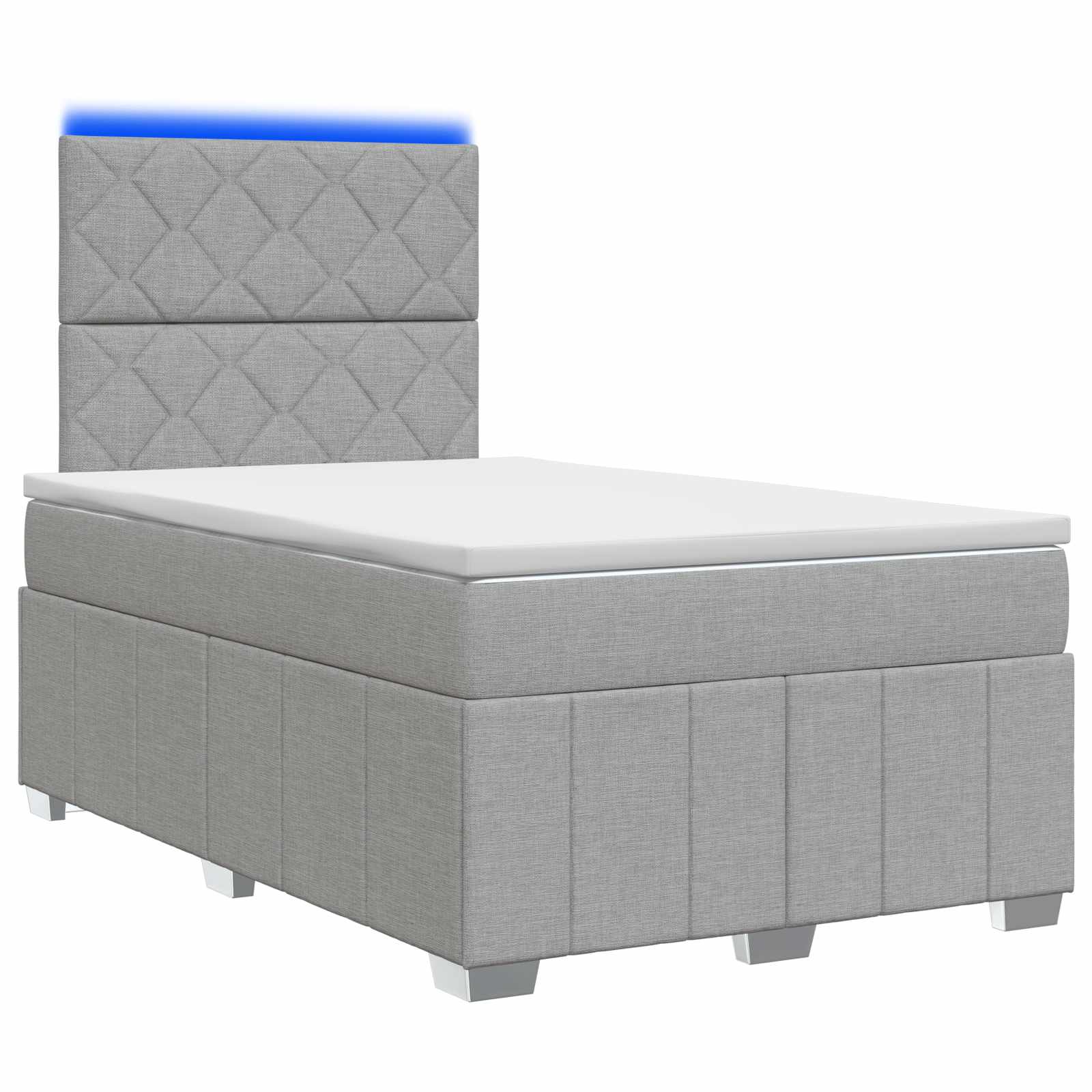 LED Boxspring Bed met Matras Lichtgrijs 120 x 190 cm Stof is nu te koop bij PeponiXL, paradijselijk wonen!