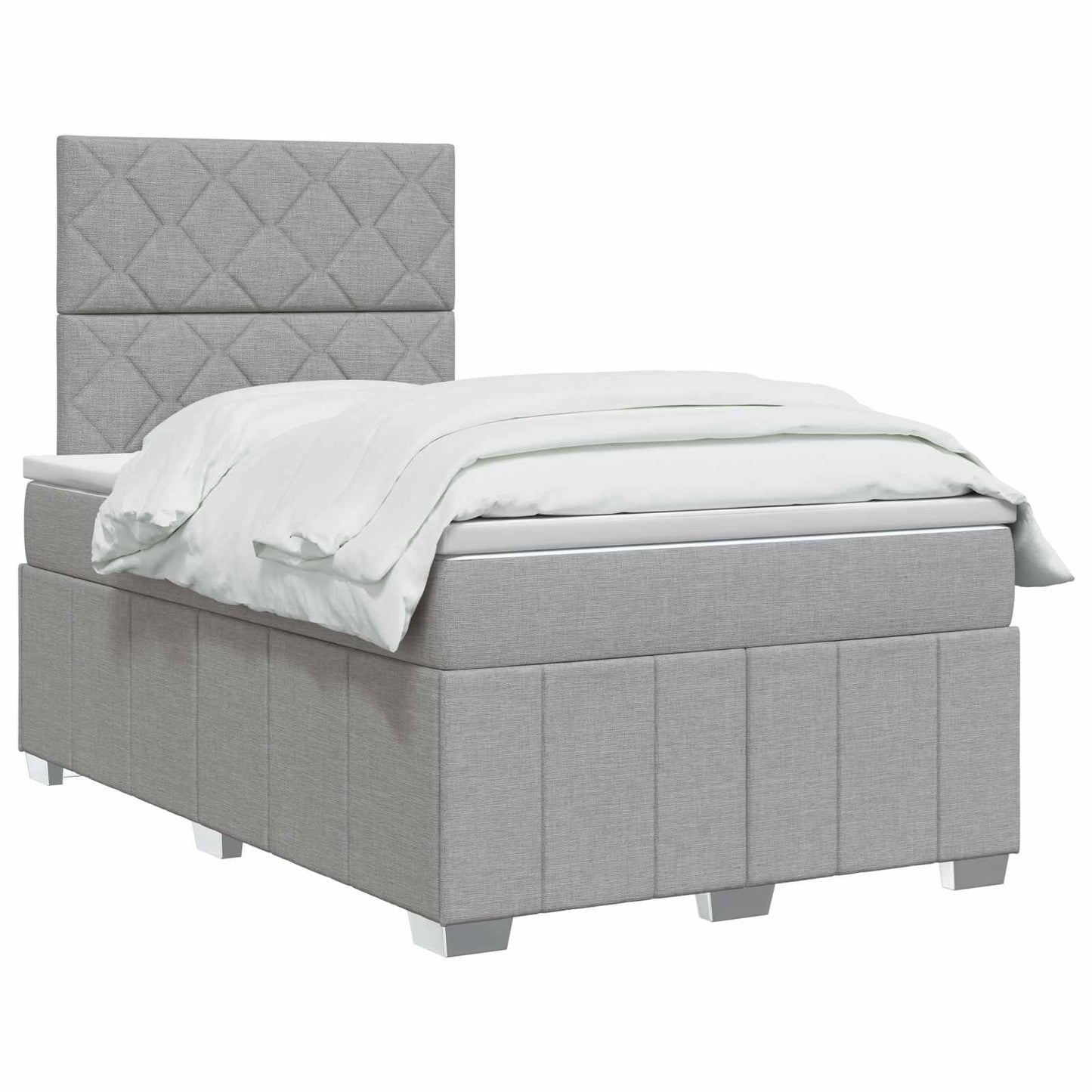 LED Boxspring Bed met Matras Lichtgrijs 120 x 190 cm Stof is nu te koop bij PeponiXL, paradijselijk wonen!