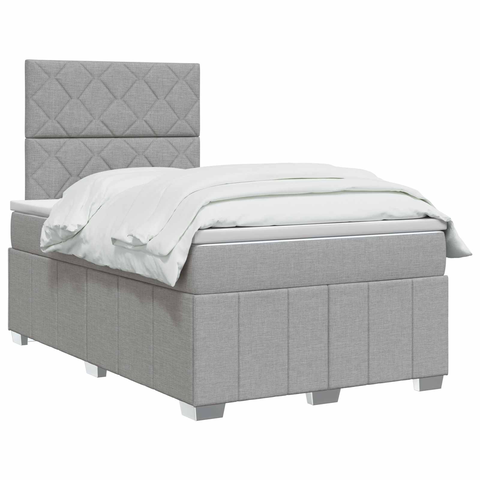 LED Boxspring Bed met Matras Lichtgrijs 120 x 190 cm Stof is nu te koop bij PeponiXL, paradijselijk wonen!