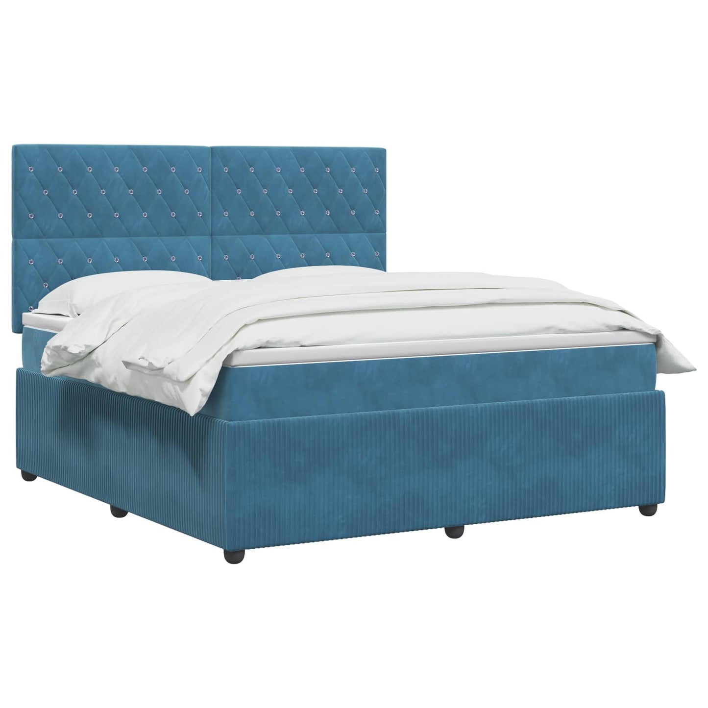 LED Boxspring Bed met Matras Blauw 140 x 200 cm Fluweel is nu te koop bij PeponiXL, paradijselijk wonen!
