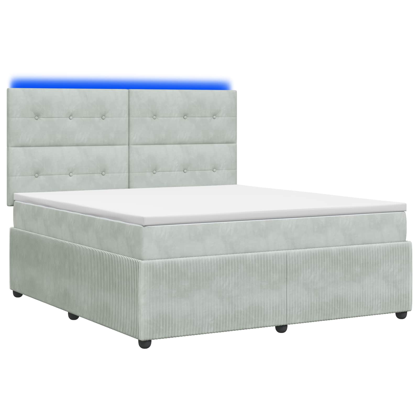 LED Boxspring Bed met Matras Lichtgrijs 140 x 200 cm Fluweel is nu te koop bij PeponiXL, paradijselijk wonen!