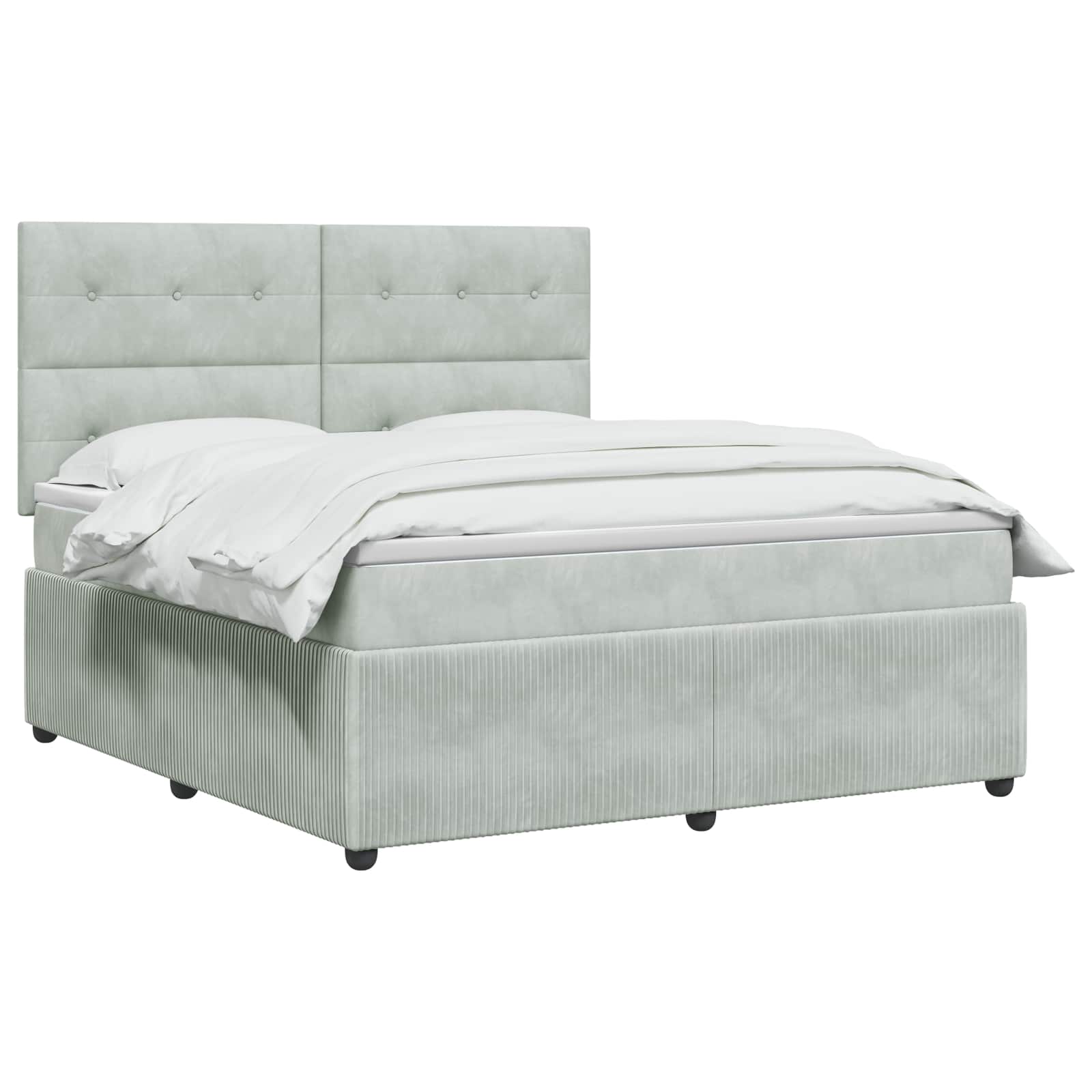 LED Boxspring Bed met Matras Lichtgrijs 140 x 200 cm Fluweel is nu te koop bij PeponiXL, paradijselijk wonen!