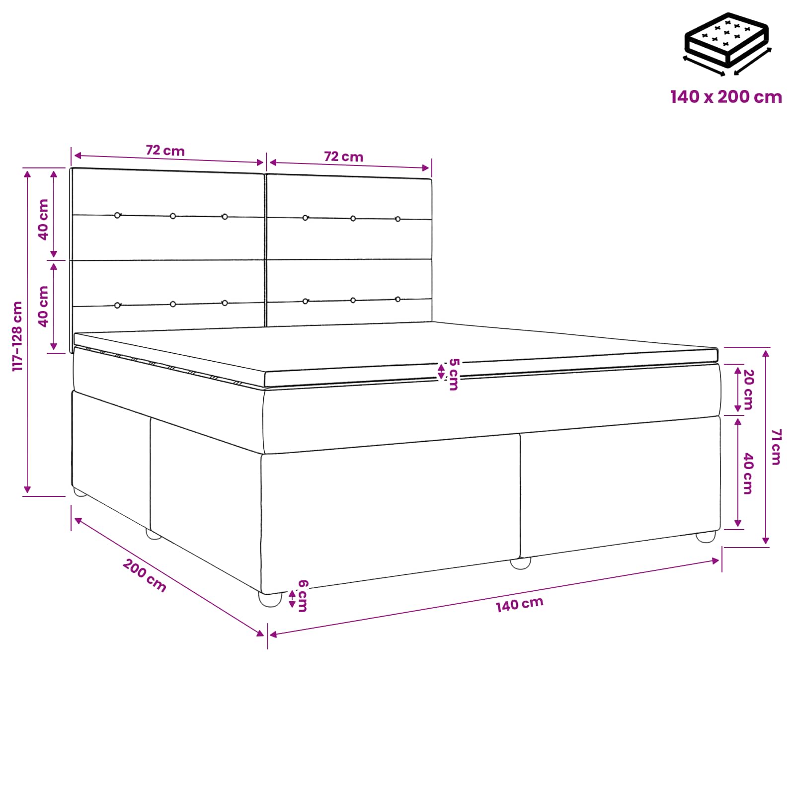 LED Boxspring Bed met Matras Lichtgrijs 140 x 200 cm Fluweel is nu te koop bij PeponiXL, paradijselijk wonen!