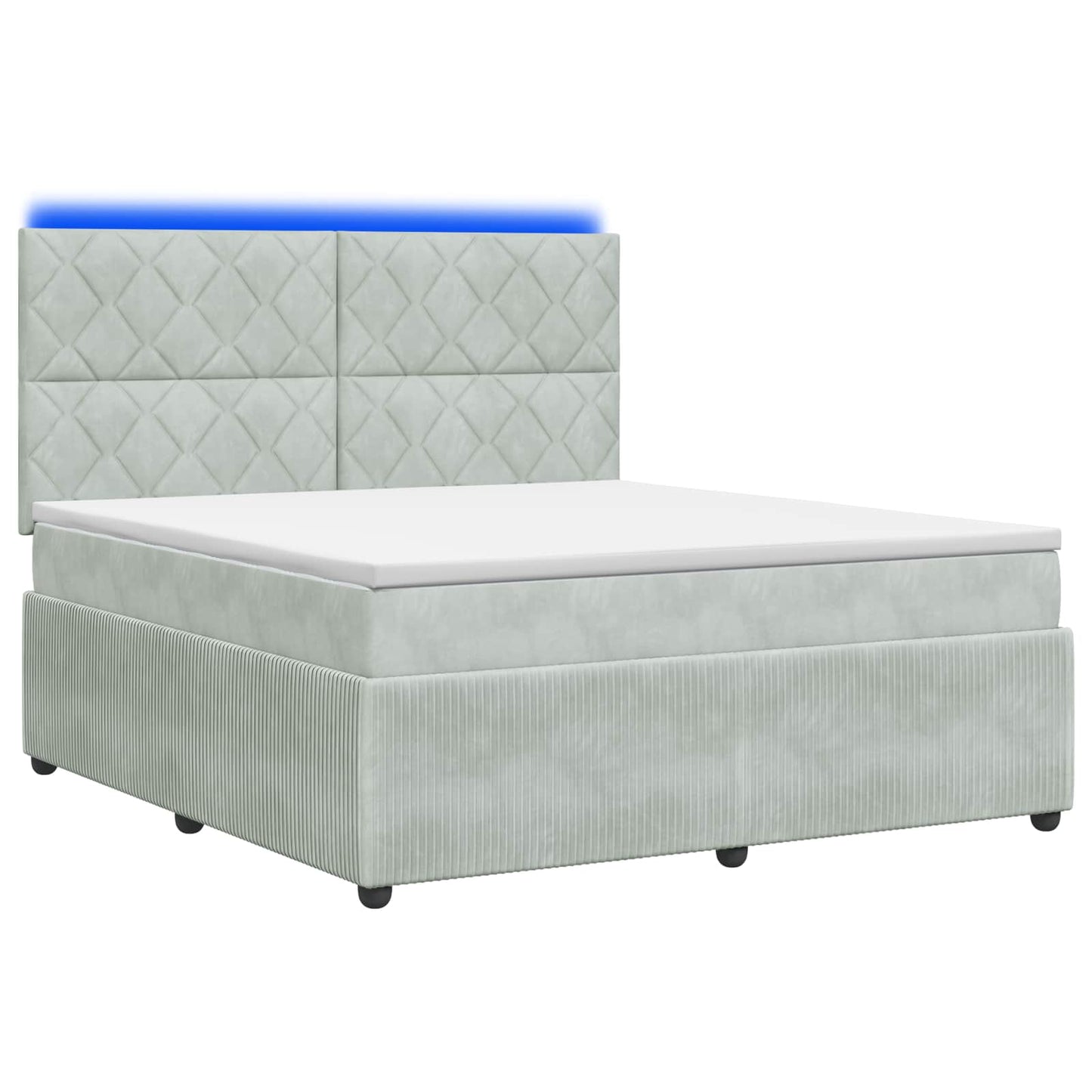 LED Boxspring Bed met Matras Lichtgrijs 140 x 200 cm Fluweel