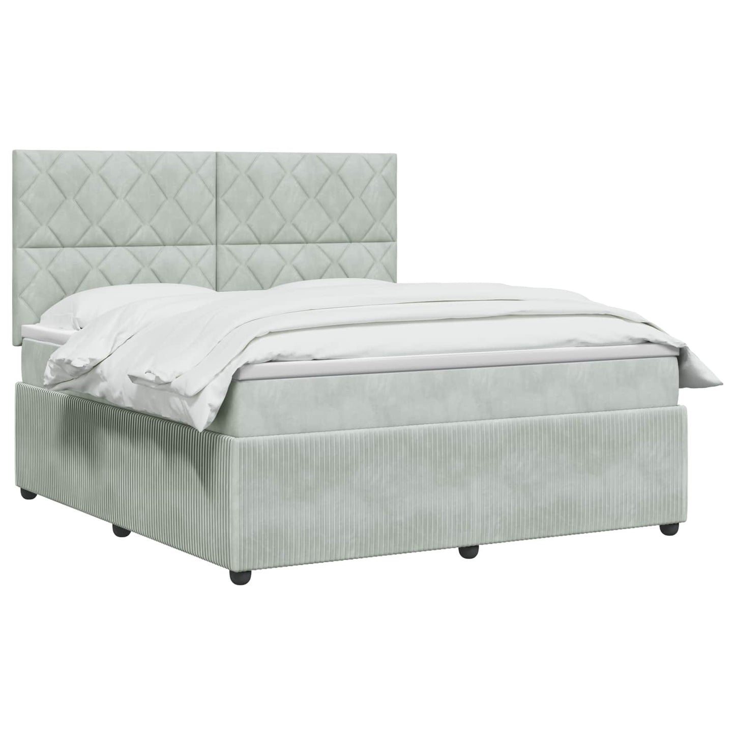 LED Boxspring Bed met Matras Lichtgrijs 140 x 200 cm Fluweel