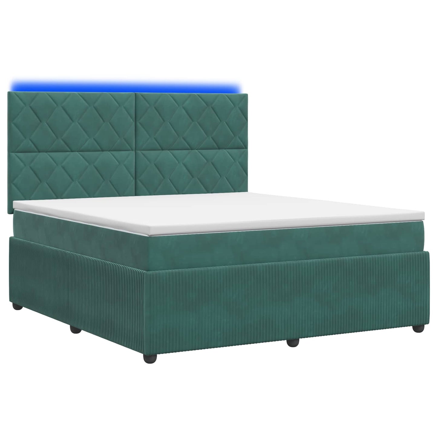 LED Boxspring Bed met Matras Donkergroen 140 x 200 cm Fluweel