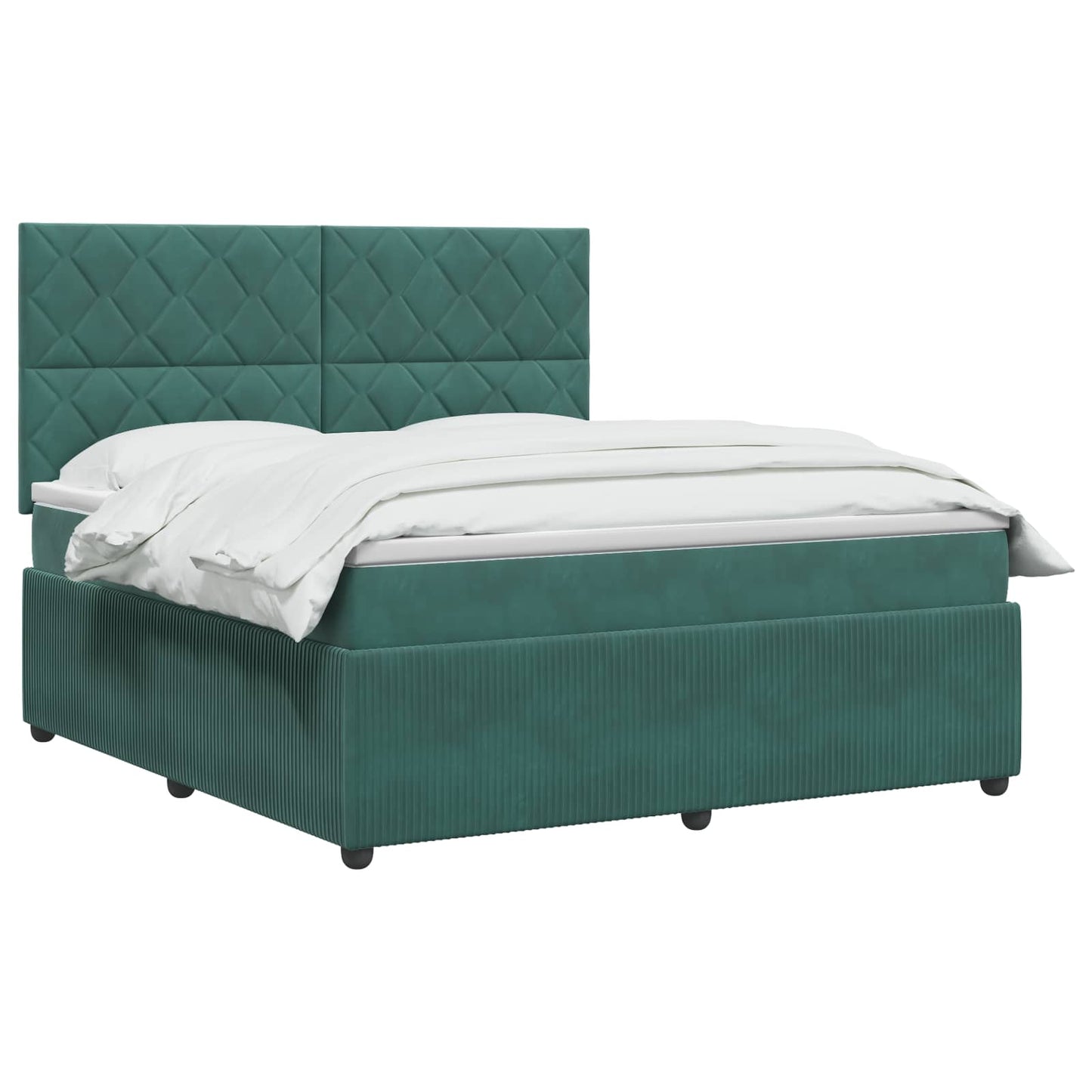 LED Boxspring Bed met Matras Donkergroen 140 x 200 cm Fluweel