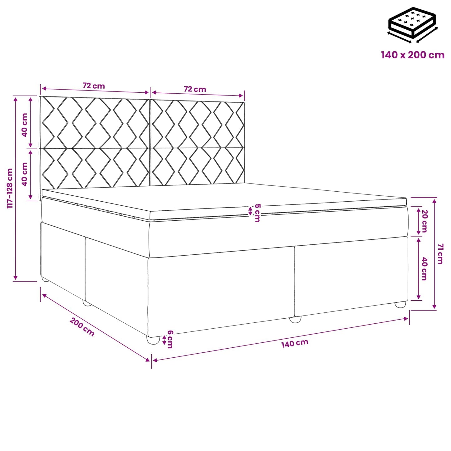 LED Boxspring Bed met Matras Donkergroen 140 x 200 cm Fluweel