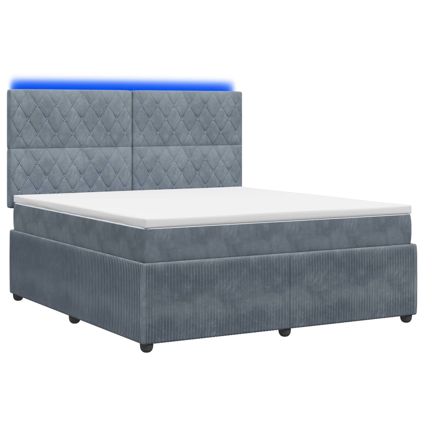 LED Boxspring Bed met Matras Donkergrijs 160 x 200 cm Fluweel