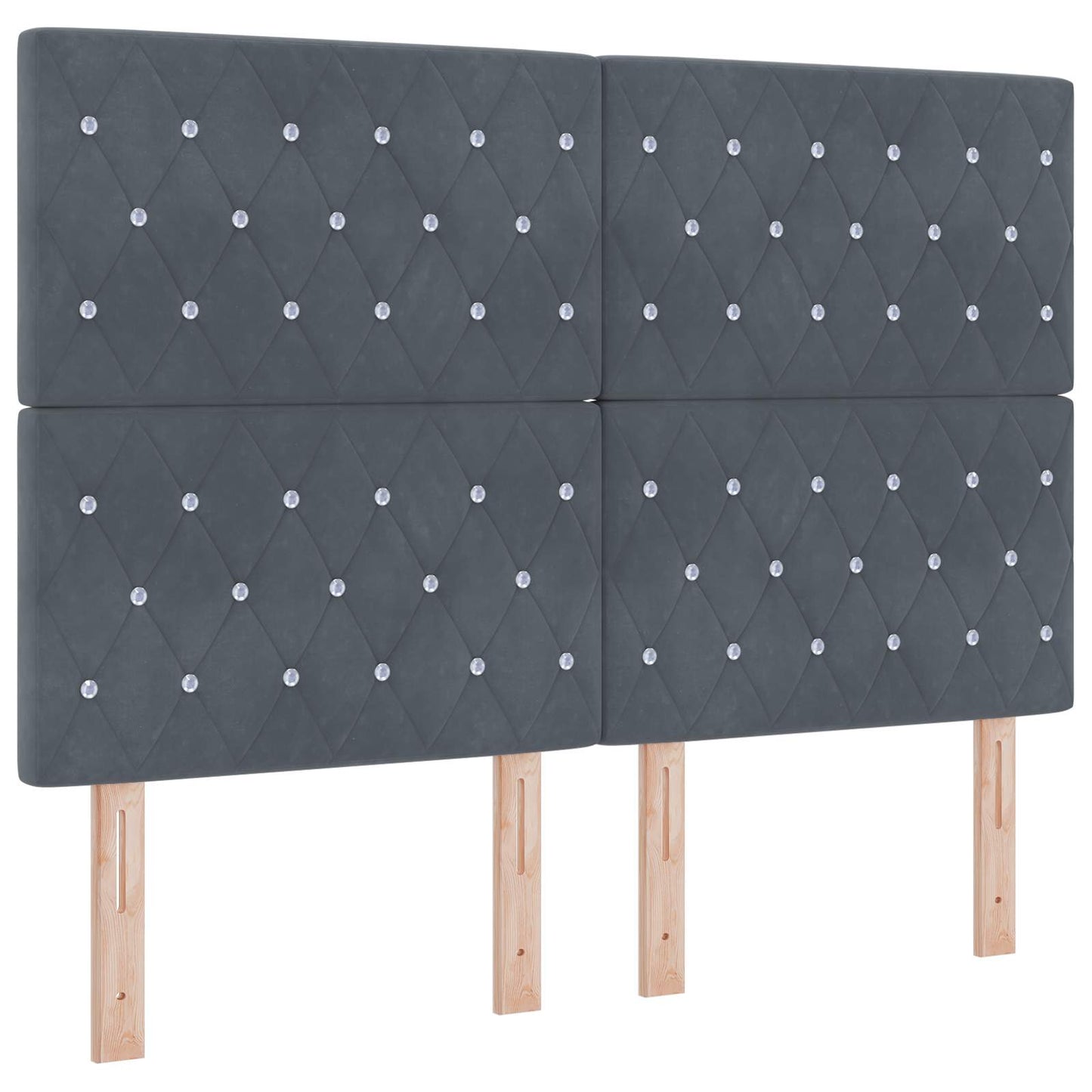 LED Boxspring Bed met Matras Donkergrijs 160 x 200 cm Fluweel