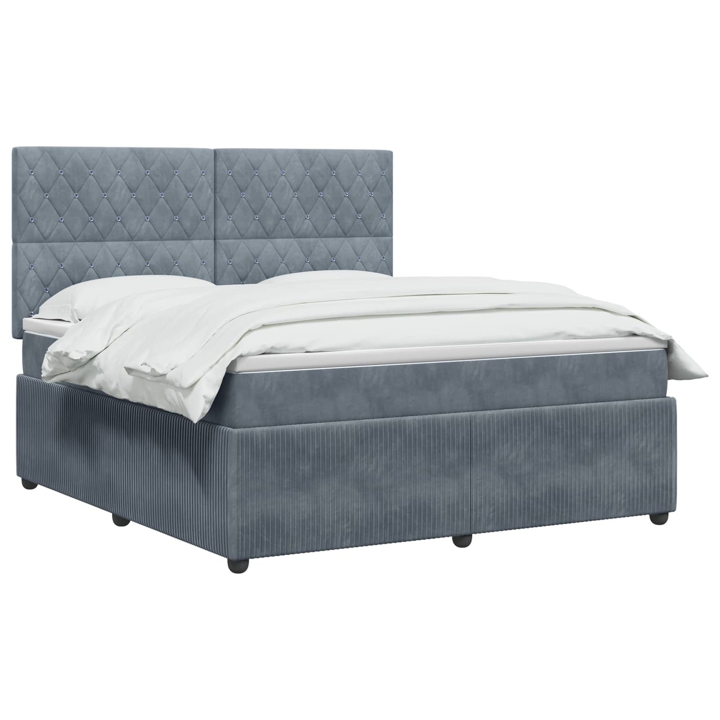 LED Boxspring Bed met Matras Donkergrijs 160 x 200 cm Fluweel