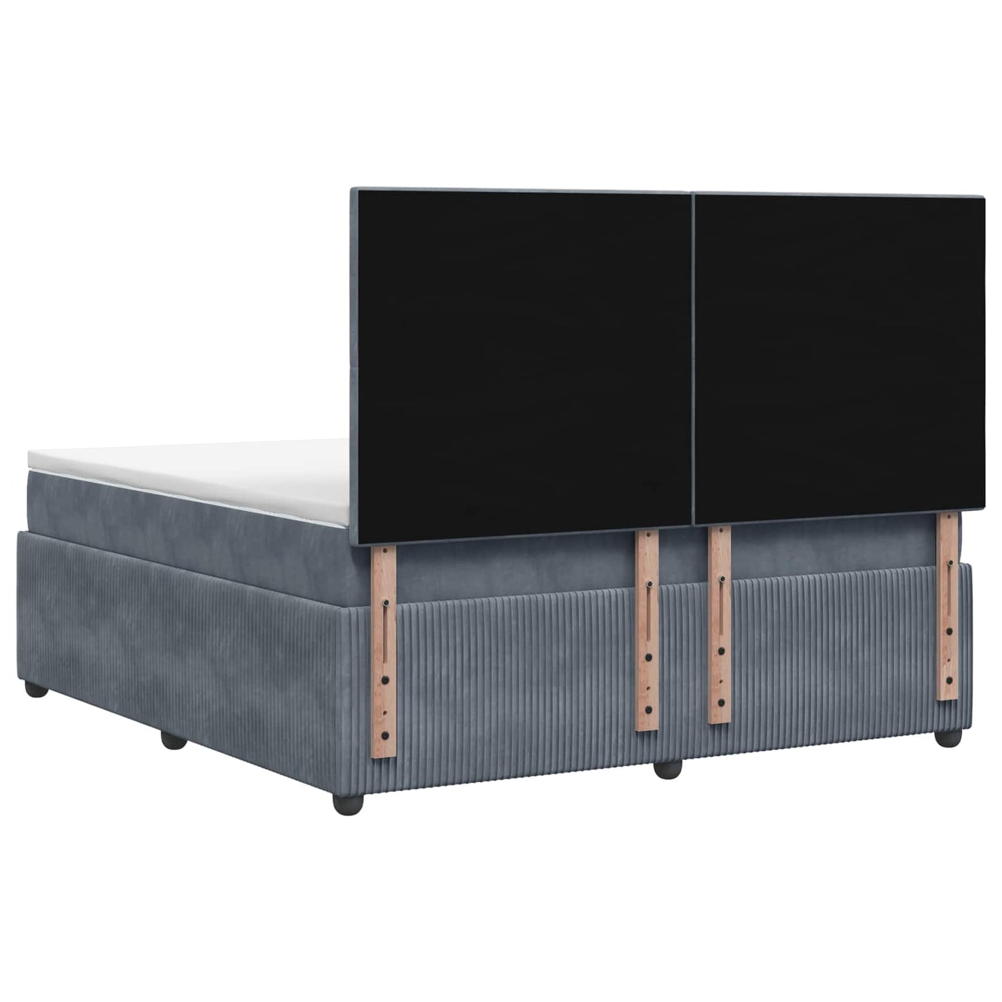 LED Boxspring Bed met Matras Donkergrijs 160 x 200 cm Fluweel