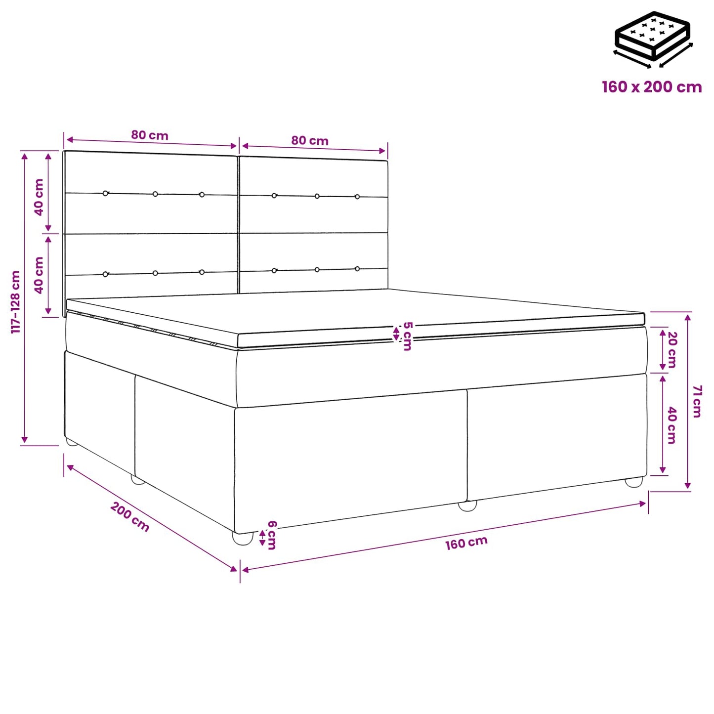 LED Boxspring Bed met Matras Donkergroen 160 x 200 cm Fluweel