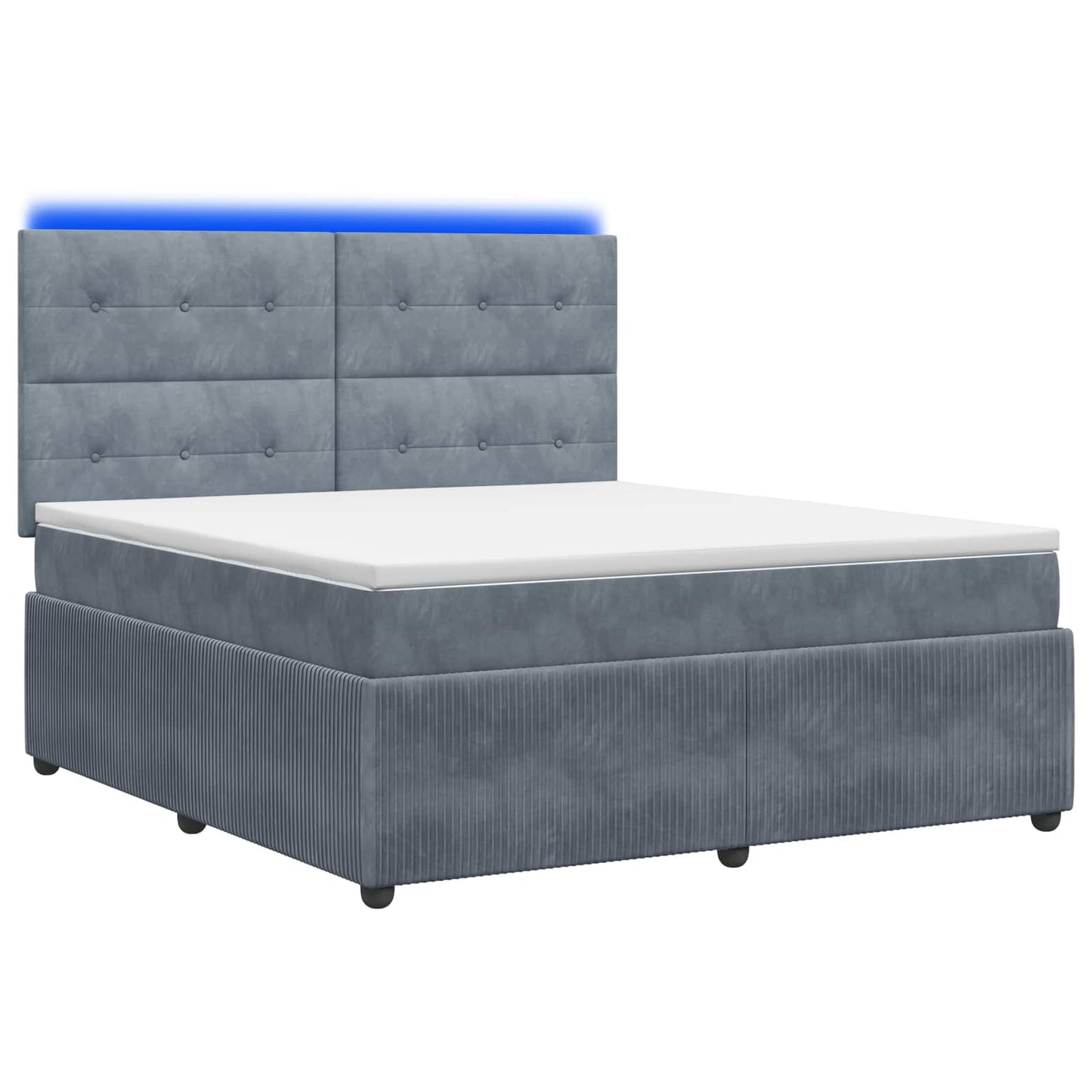 LED Boxspring Bed met Matras Donkergrijs 180 x 200 cm Fluweel