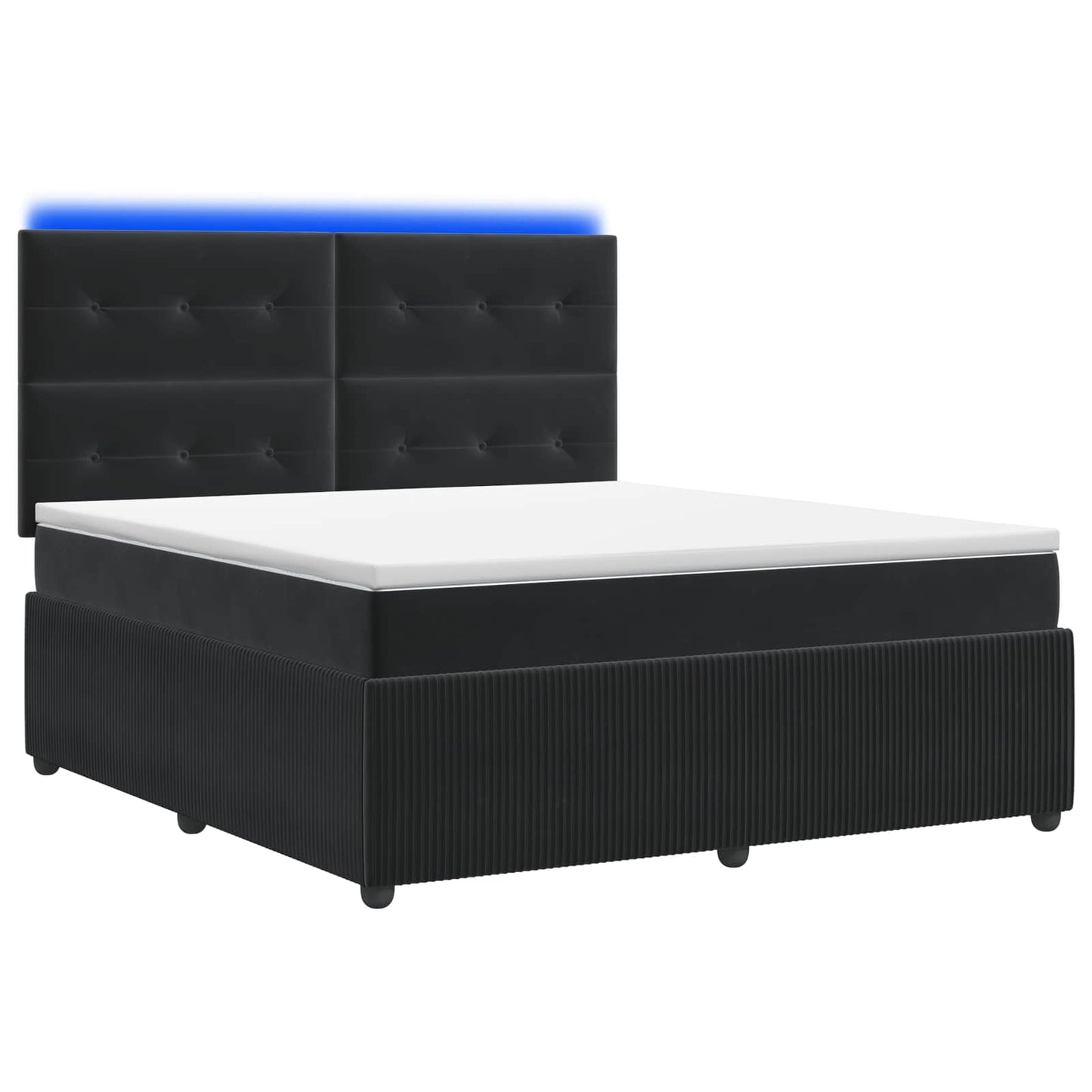 LED Boxspring Bed met Matras Zwart 180 x 200 cm Fluweel