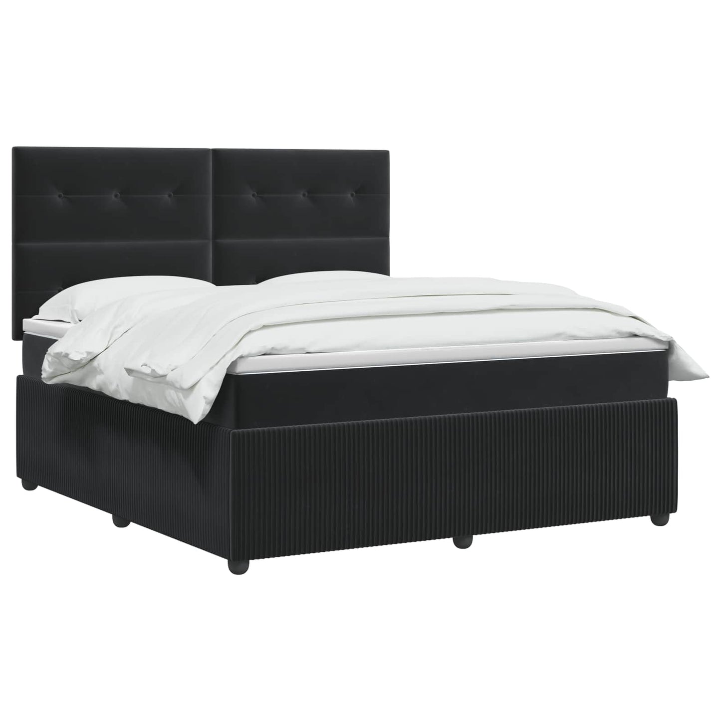 LED Boxspring Bed met Matras Zwart 180 x 200 cm Fluweel