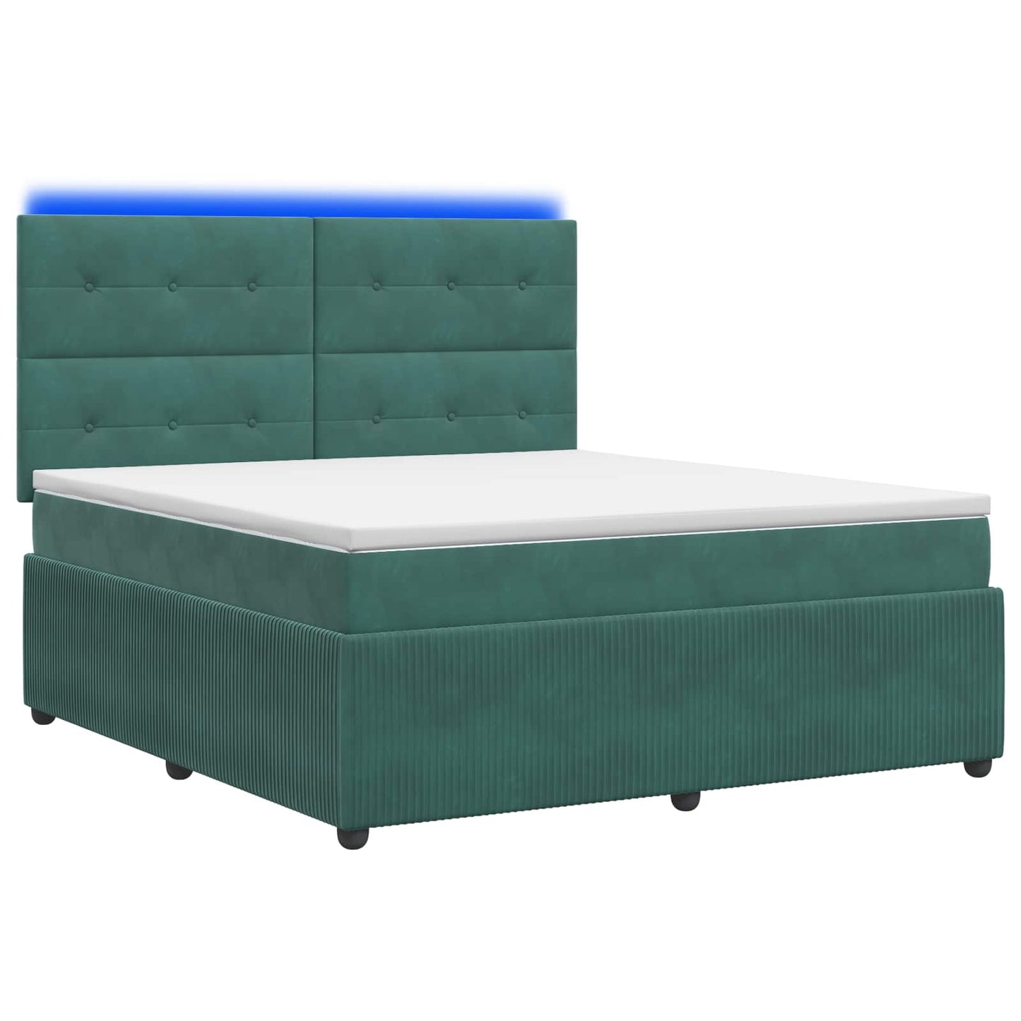 LED Boxspring Bed met Matras Donkergroen 180 x 200 cm Fluweel
