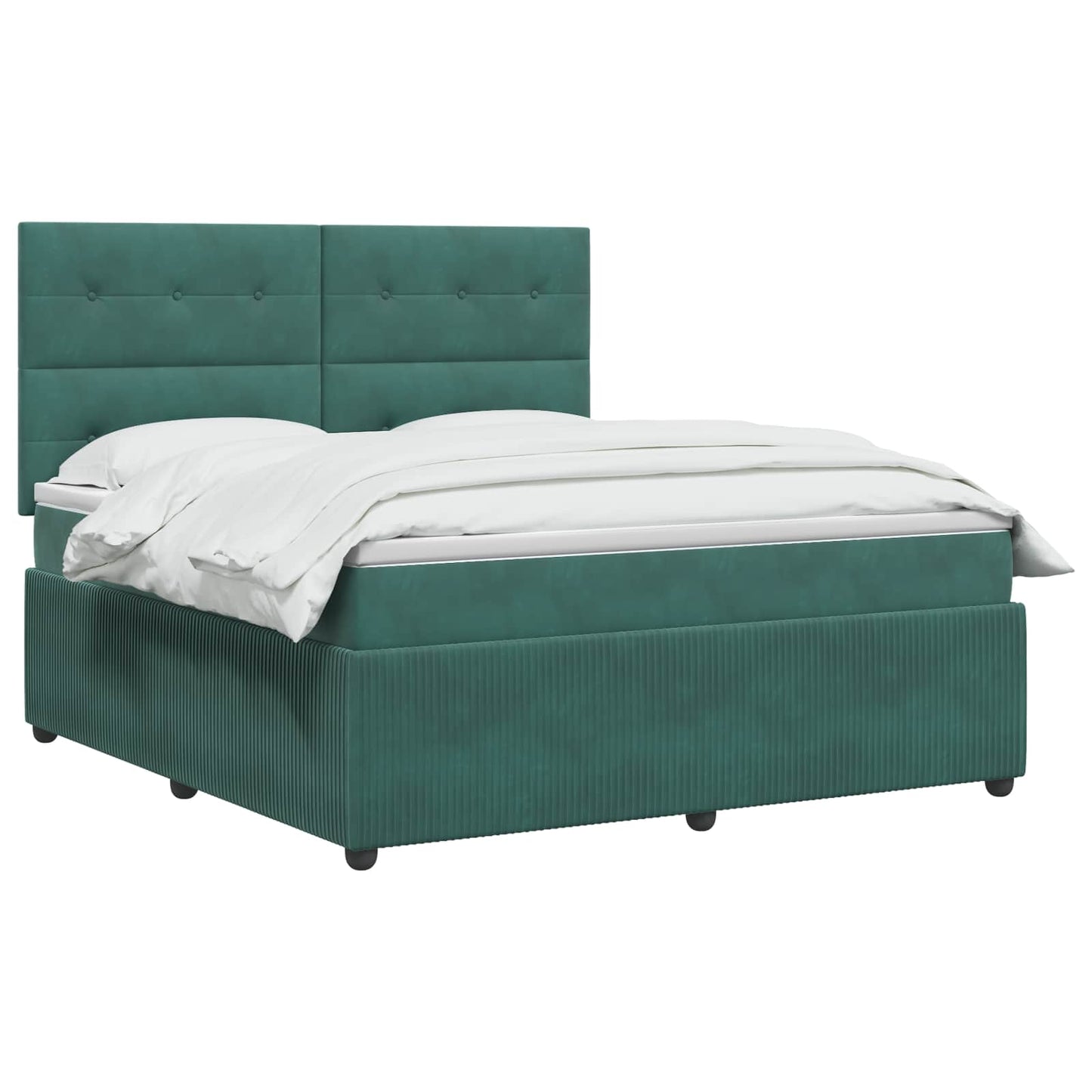 LED Boxspring Bed met Matras Donkergroen 180 x 200 cm Fluweel