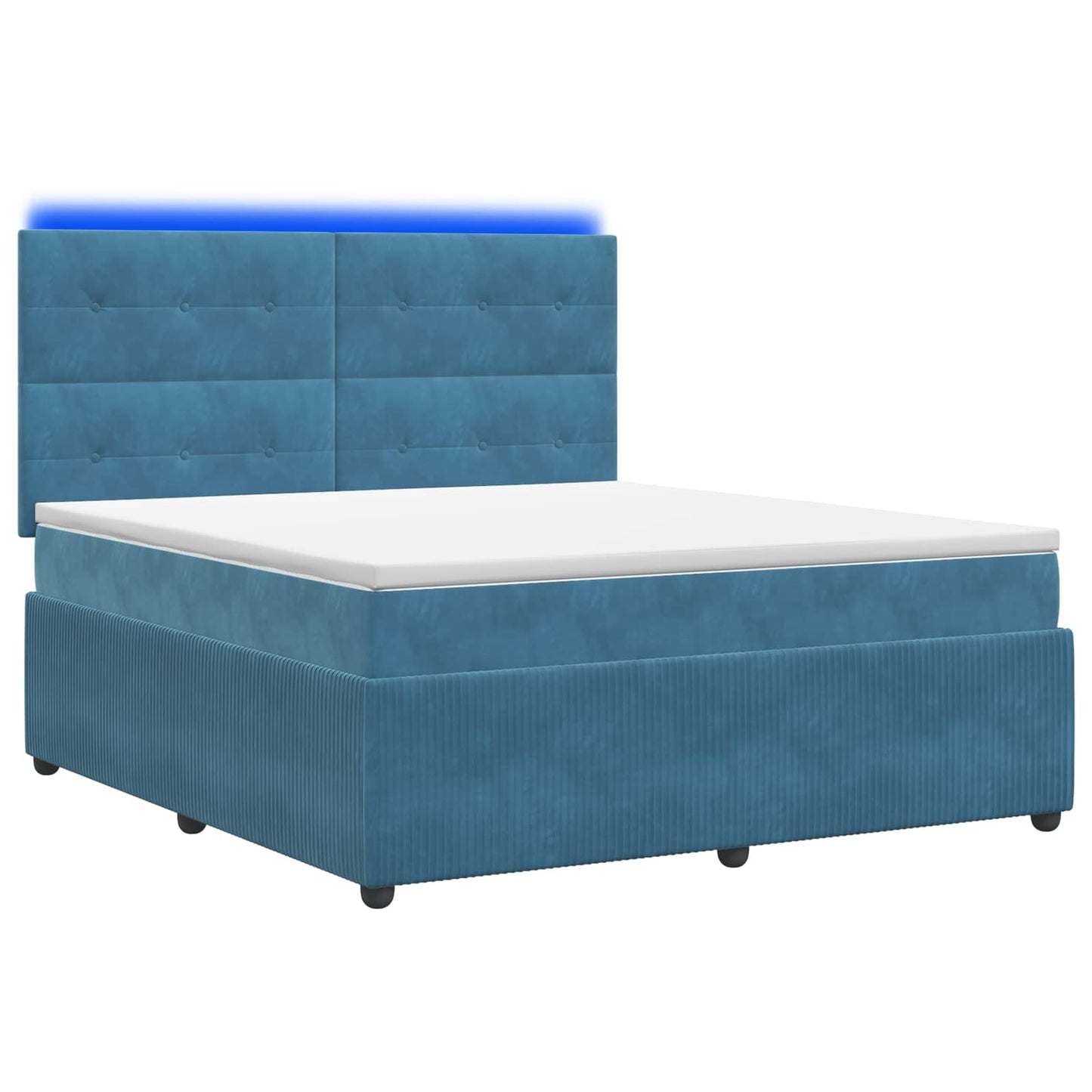 LED Boxspring Bed met Matras Blauw 180 x 200 cm Fluweel