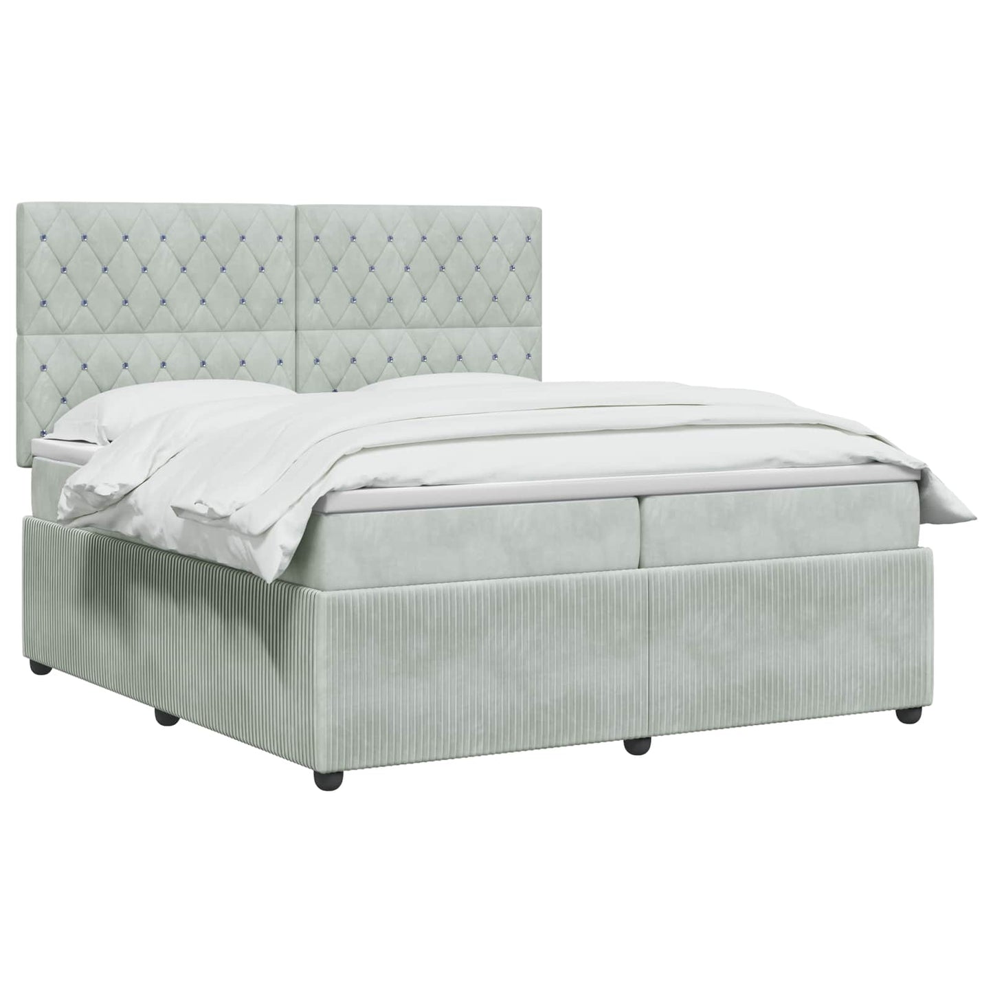 LED Boxspring Bed met Matras Lichtgrijs 200 x 200 cm Fluweel