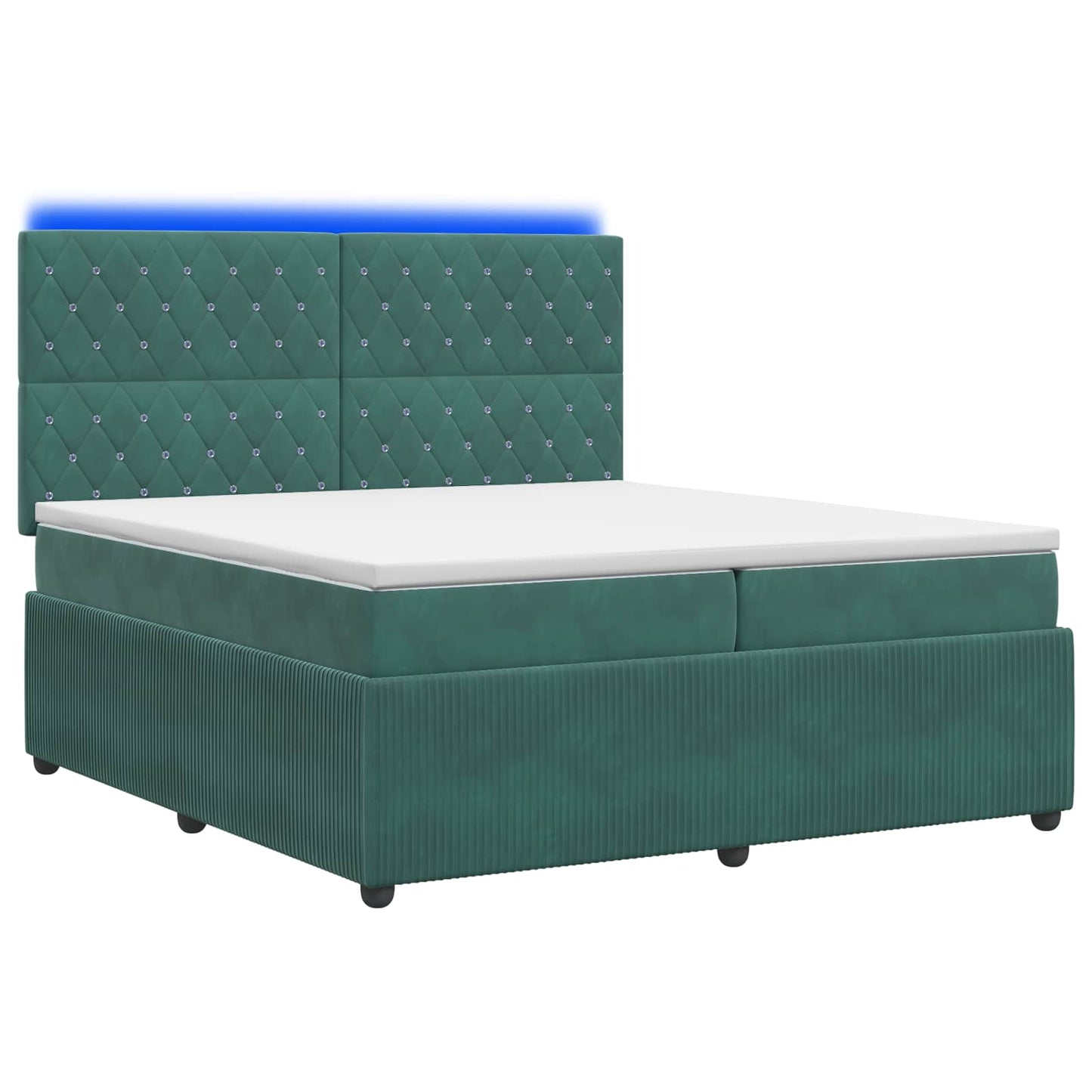 LED Boxspring Bed met Matras Donkergroen 200 x 200 cm Fluweel