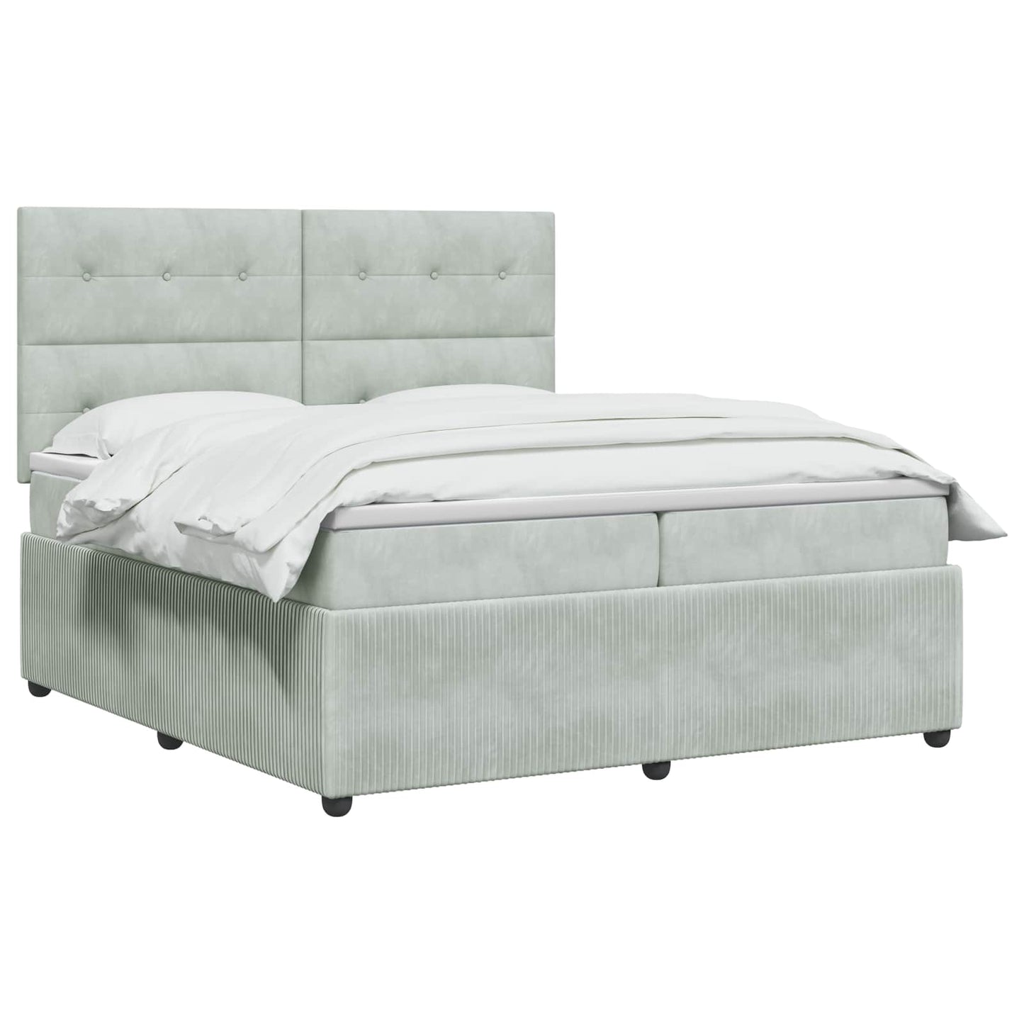 LED Boxspring Bed met Matras Lichtgrijs 200 x 200 cm Fluweel