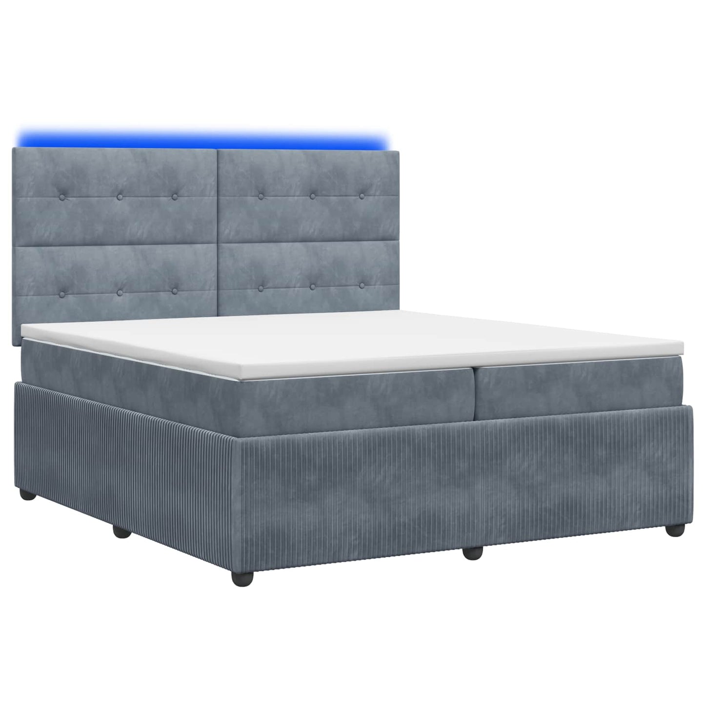 LED Boxspring Bed met Matras Donkergrijs 200 x 200 cm Fluweel