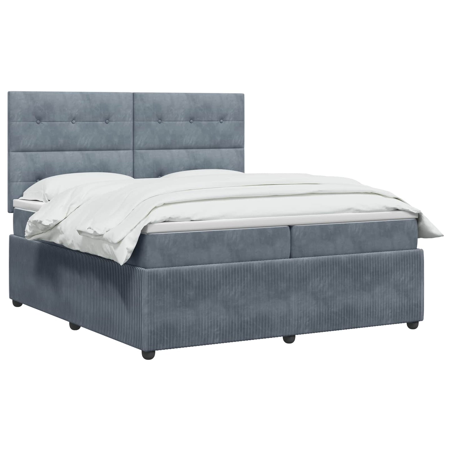 LED Boxspring Bed met Matras Donkergrijs 200 x 200 cm Fluweel