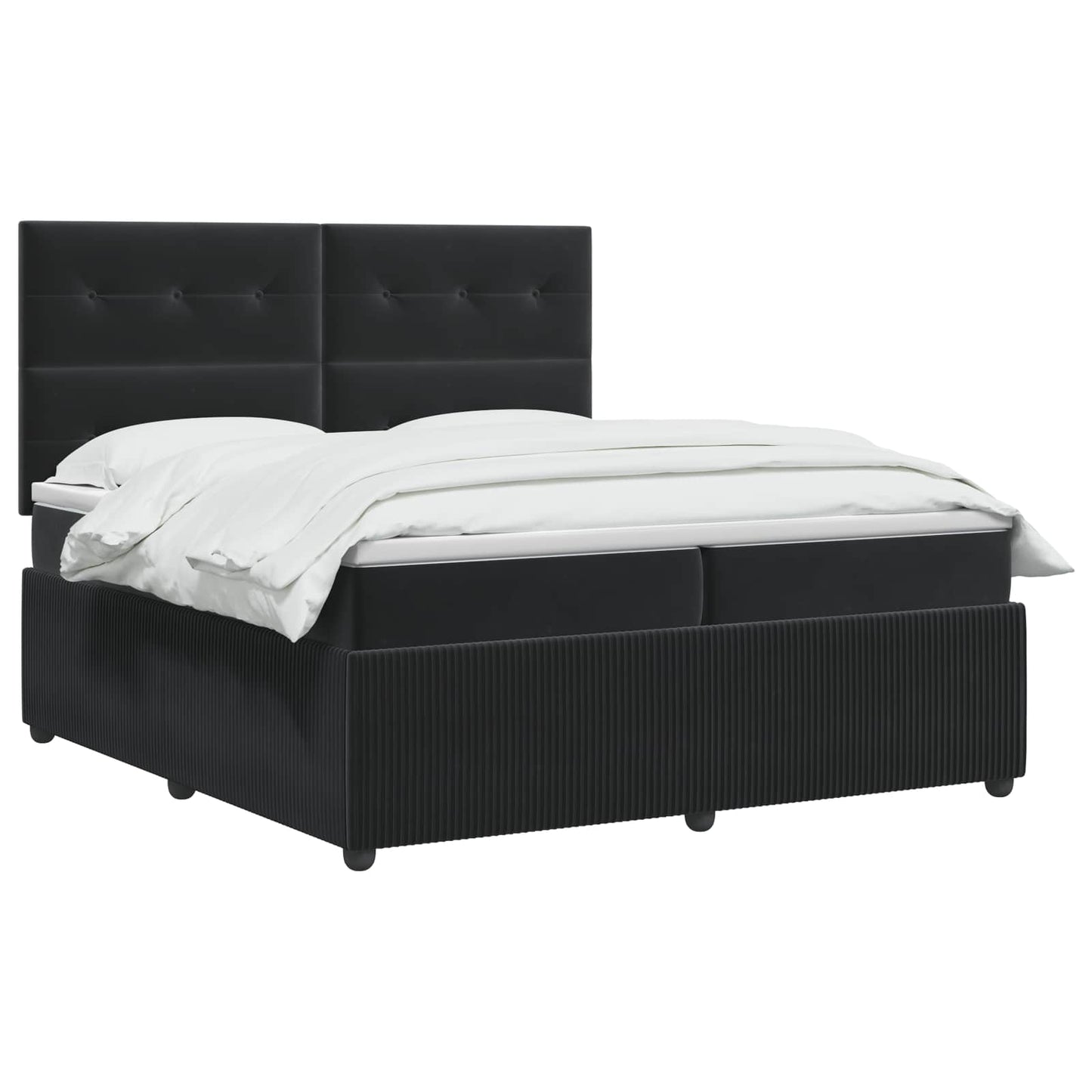 LED Boxspring Bed met Matras Zwart 200 x 200 cm Fluweel