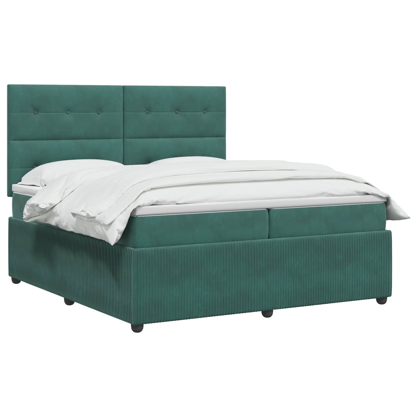 LED Boxspring Bed met Matras Donkergroen 200 x 200 cm Fluweel