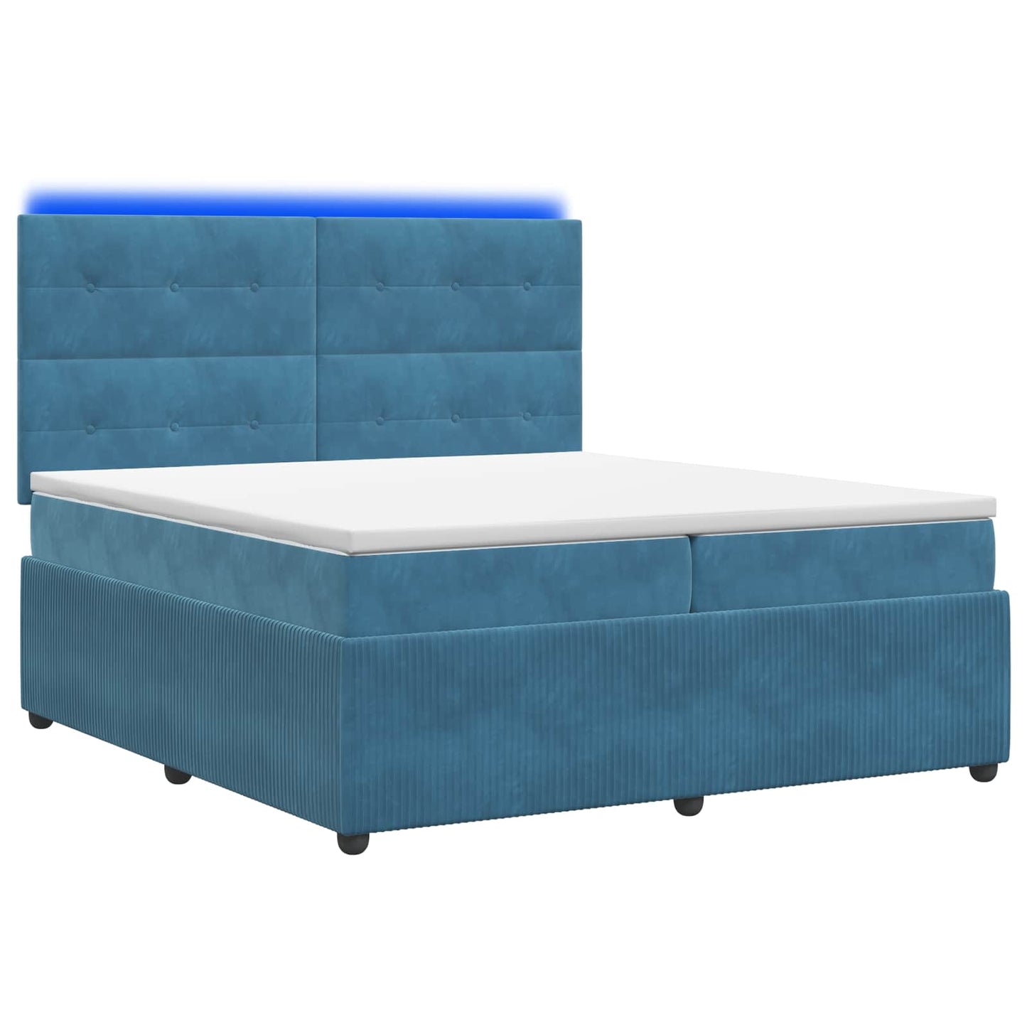 LED Boxspring Bed met Matras Blauw 200 x 200 cm Fluweel