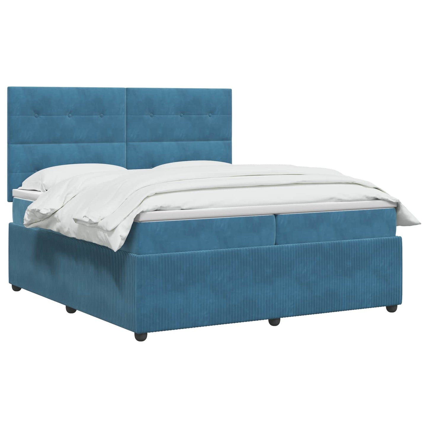 LED Boxspring Bed met Matras Blauw 200 x 200 cm Fluweel