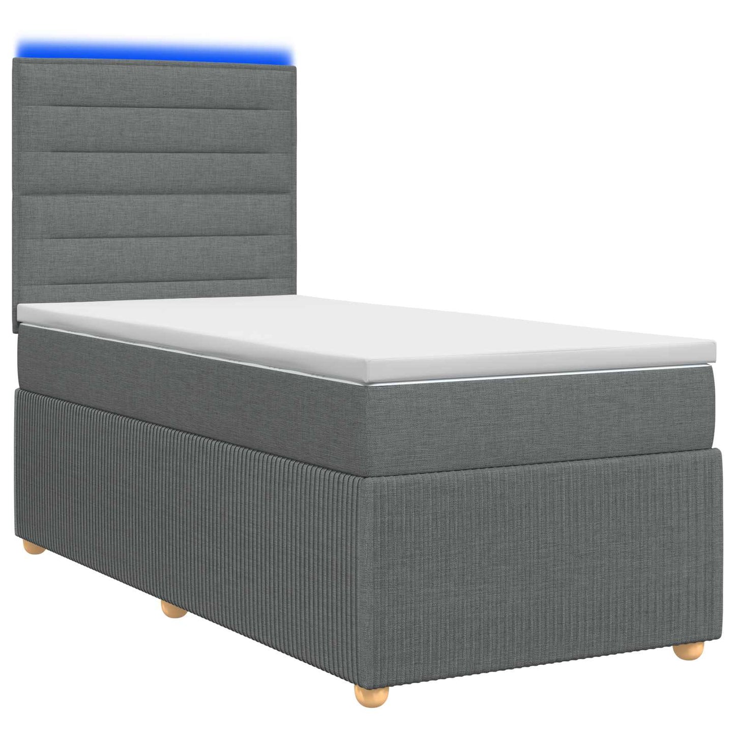 LED Boxspring Bed met Matras Donkergrijs 90 x 190 cm Stof
