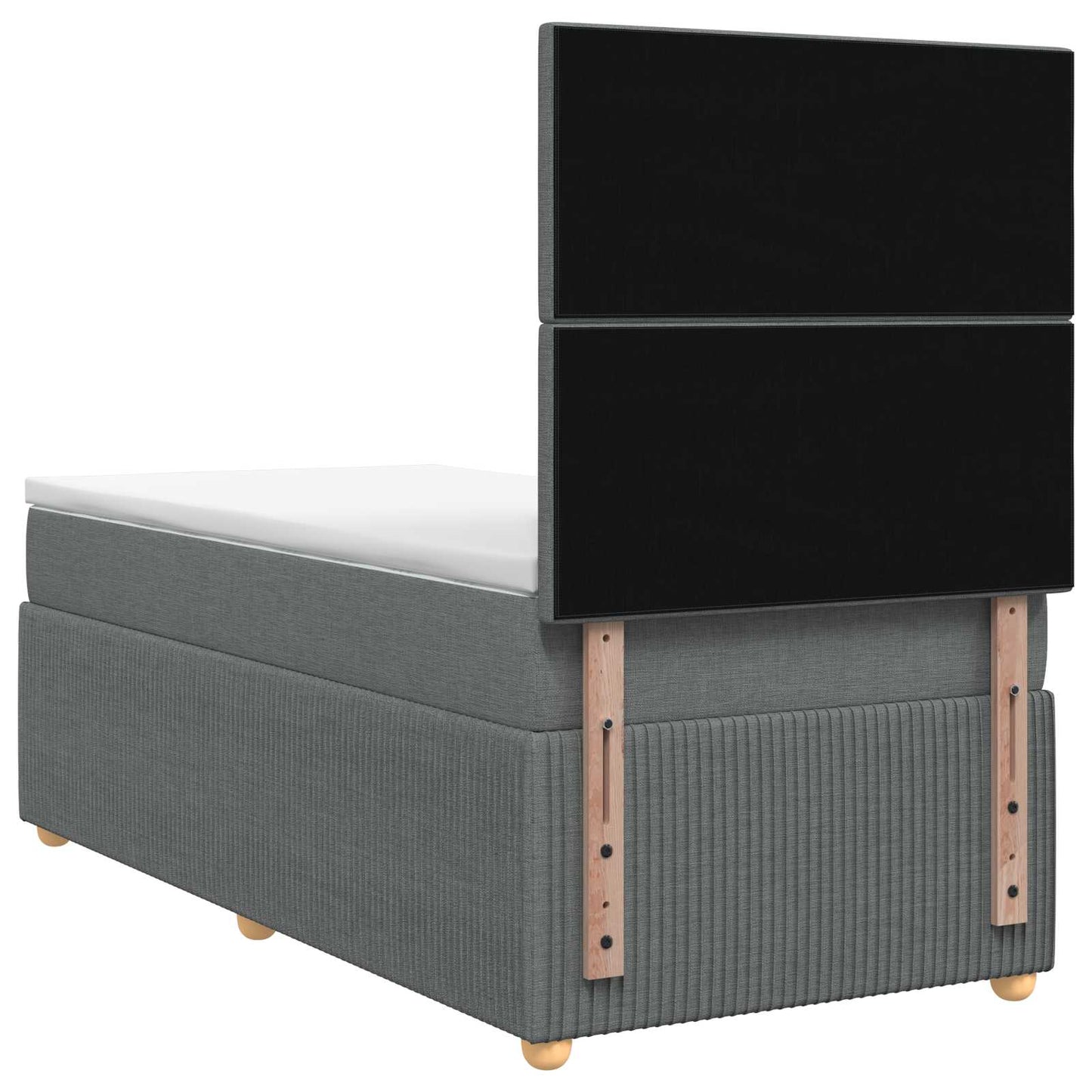 LED Boxspring Bed met Matras Donkergrijs 90 x 190 cm Stof