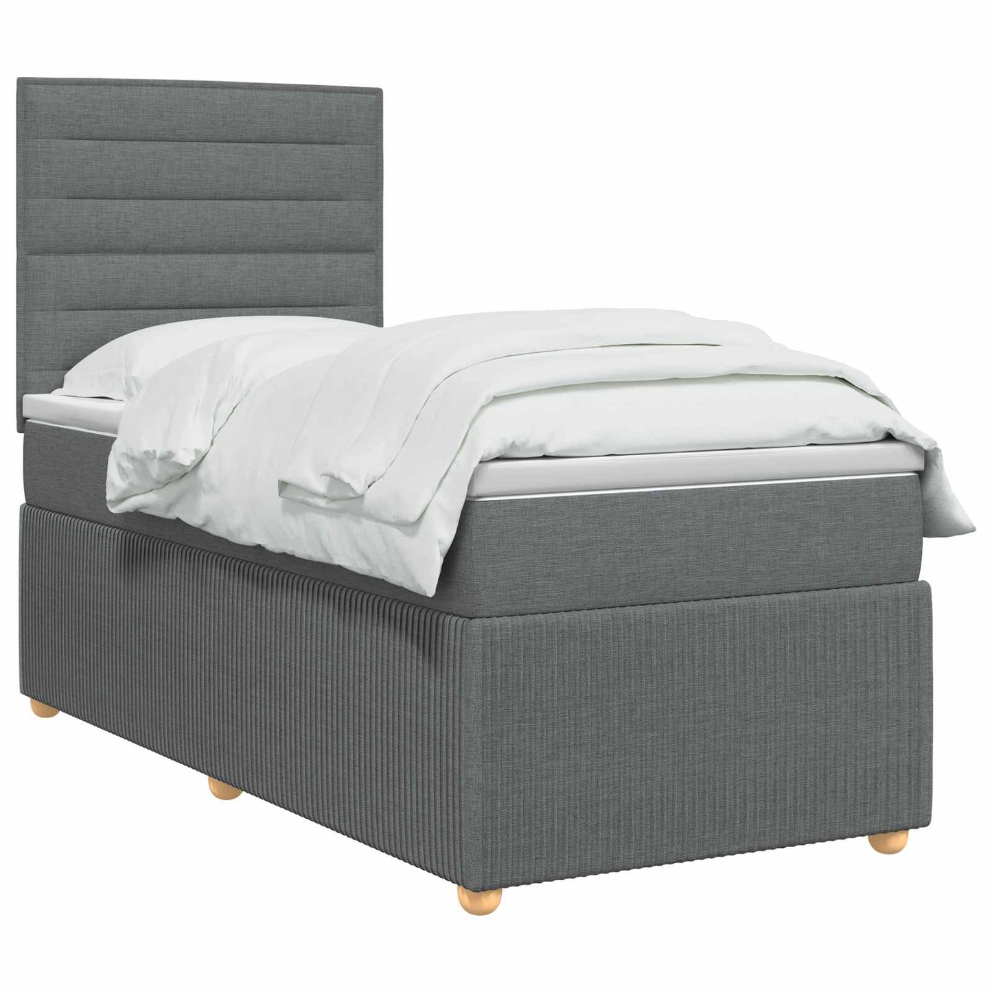 LED Boxspring Bed met Matras Donkergrijs 90 x 190 cm Stof