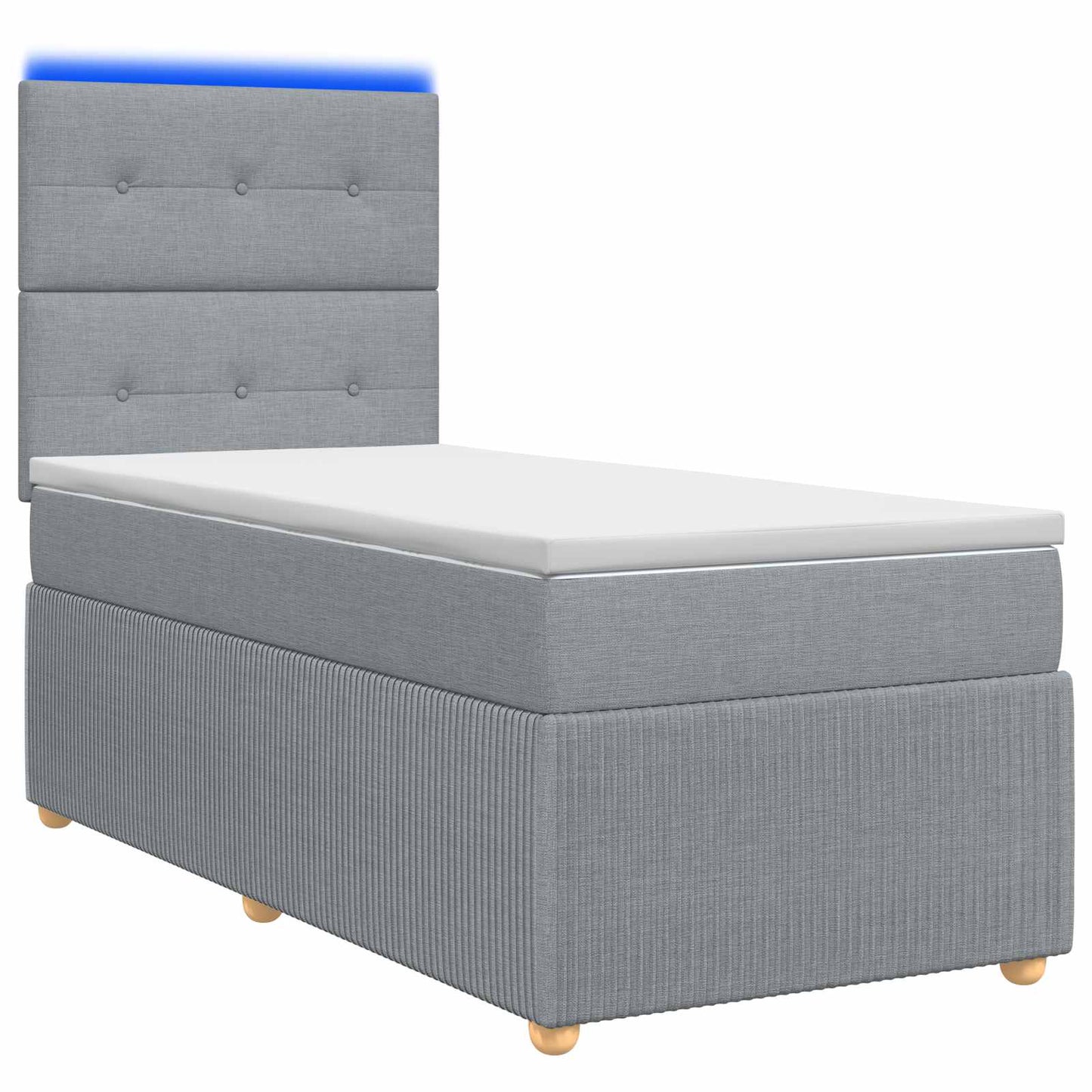 LED Boxspring Bed met Matras Lichtgrijs 90 x 190 cm Stof
