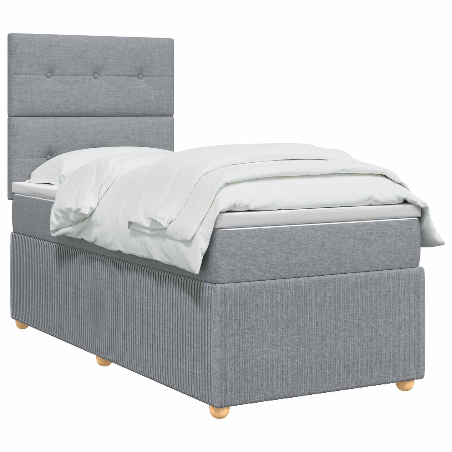 LED Boxspring Bed met Matras Lichtgrijs 90 x 190 cm Stof